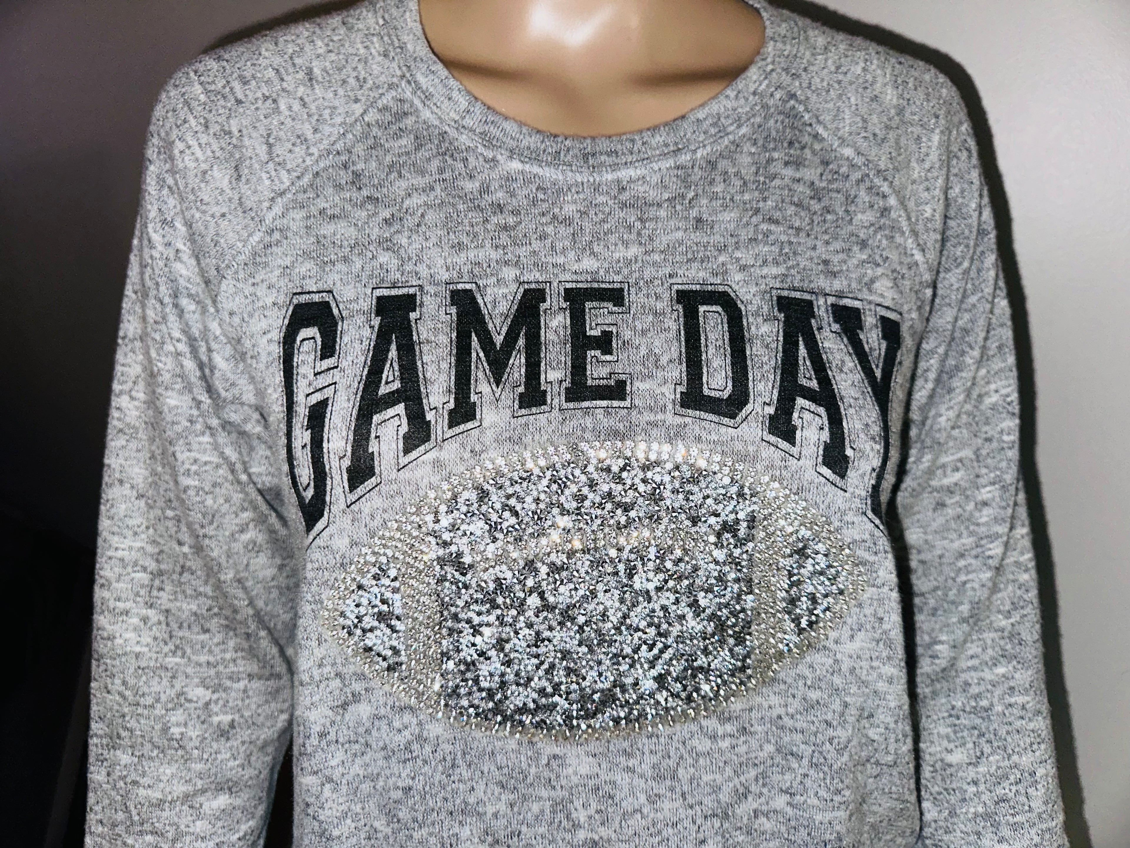 Gameday Sequin Football Long Sleeve Shirt, Sz Small (NWT)