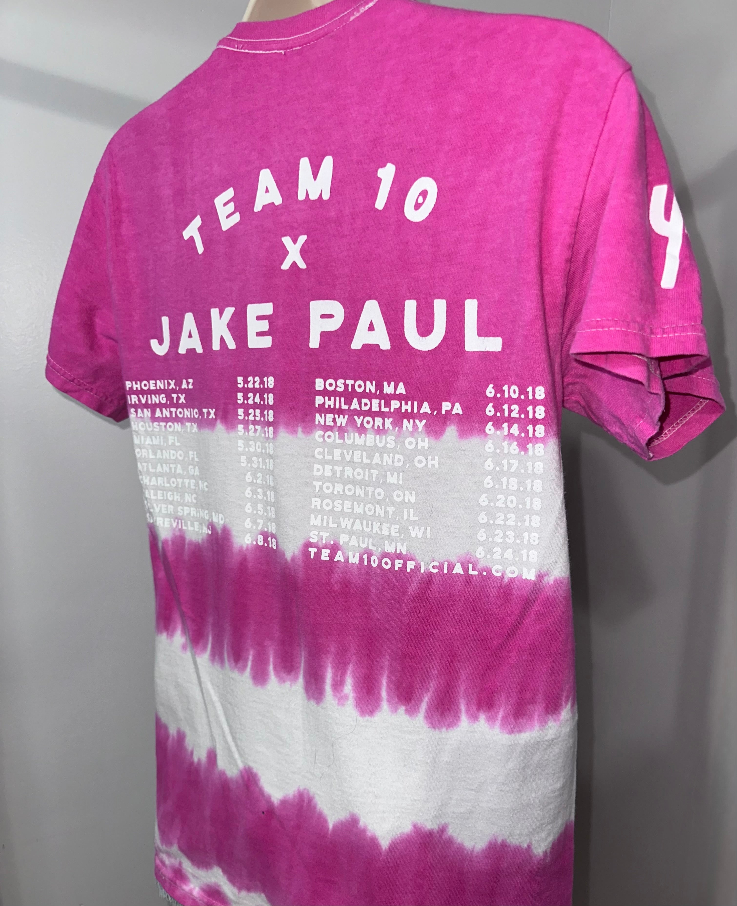 Jake Paul Team 10 Tour T-Shirt – Pink Dip Dye – 2018 YouTube Merch