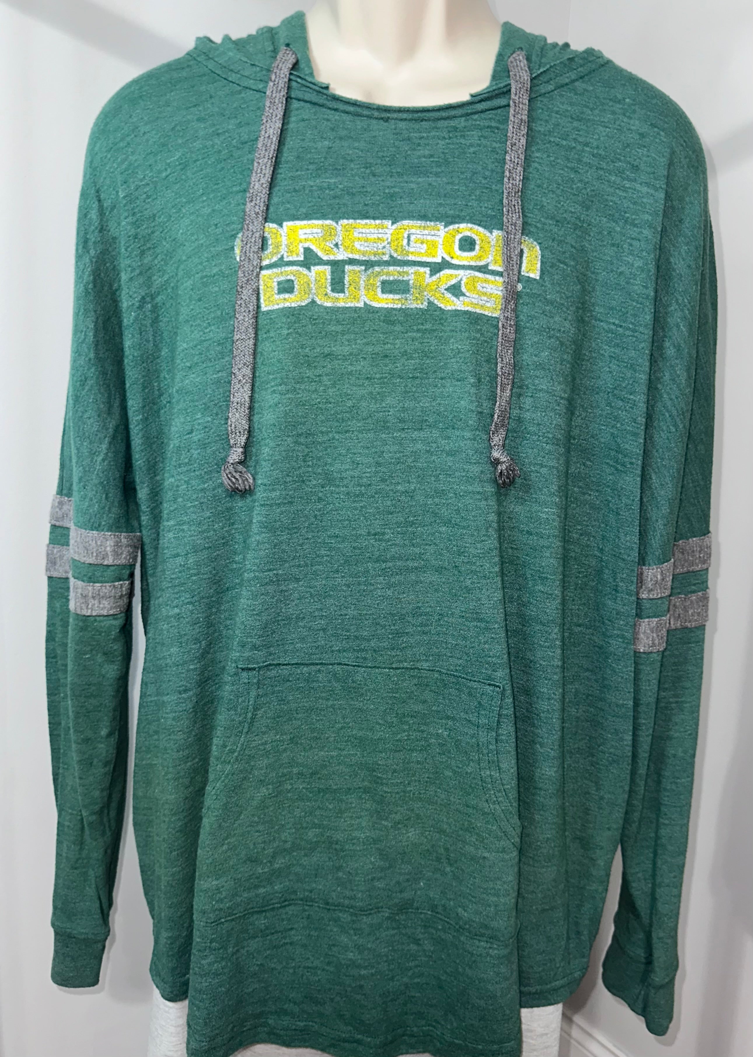 Oregon Ducks Distressed Hooded Long Sleeve Tee