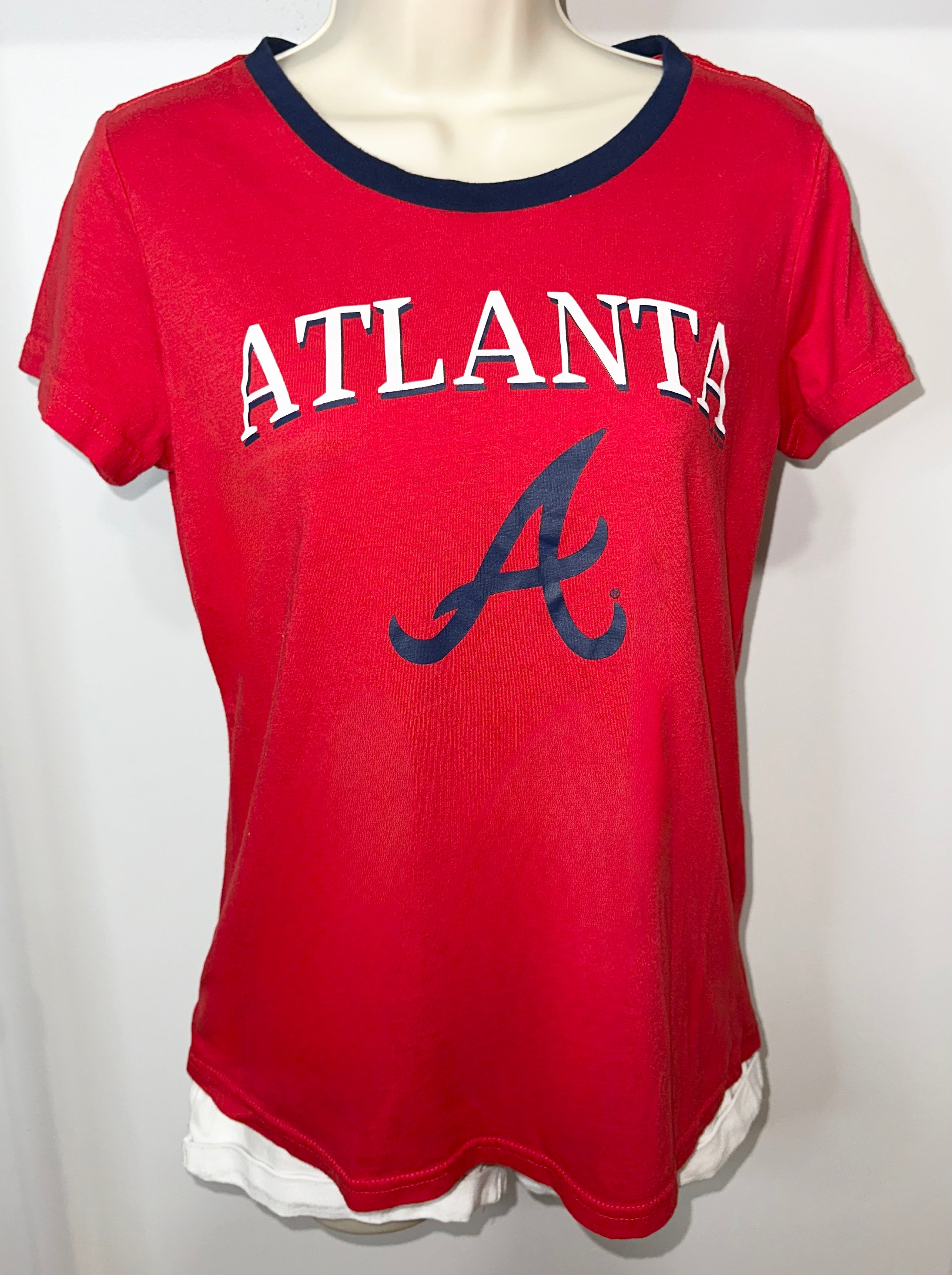 Women's-G-III 4Her by Carl Banks Red Atlanta Braves Pitch T-Shirt