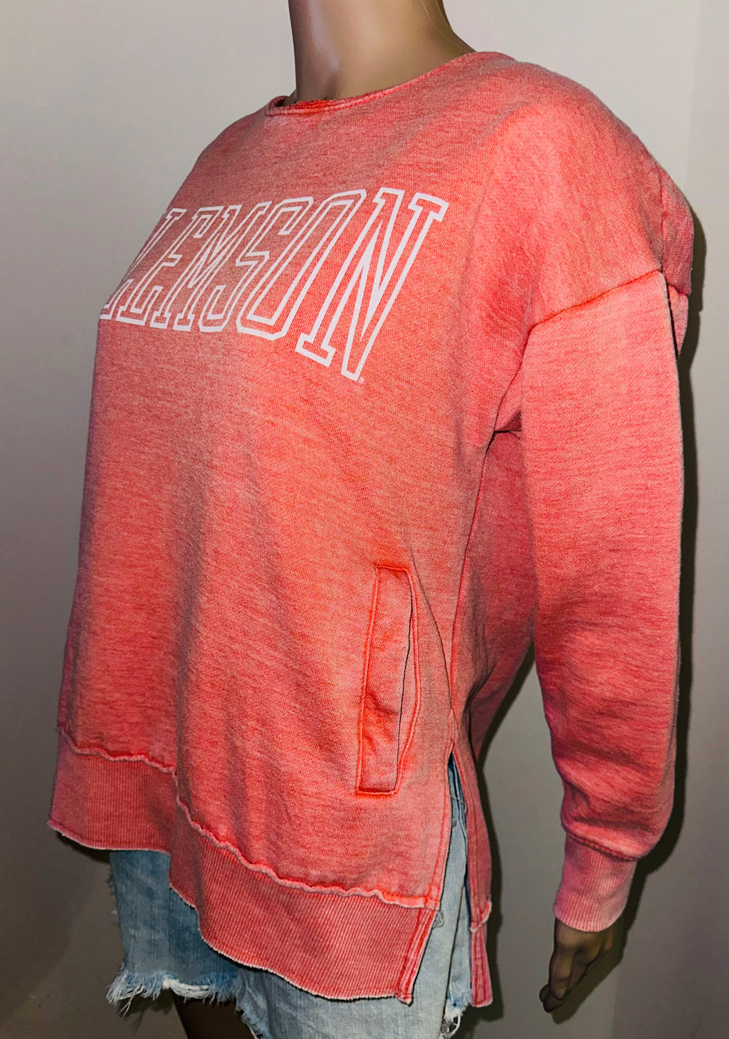 Clemson Tigers Oversized Pocket Sweatshirt, Sz Sm