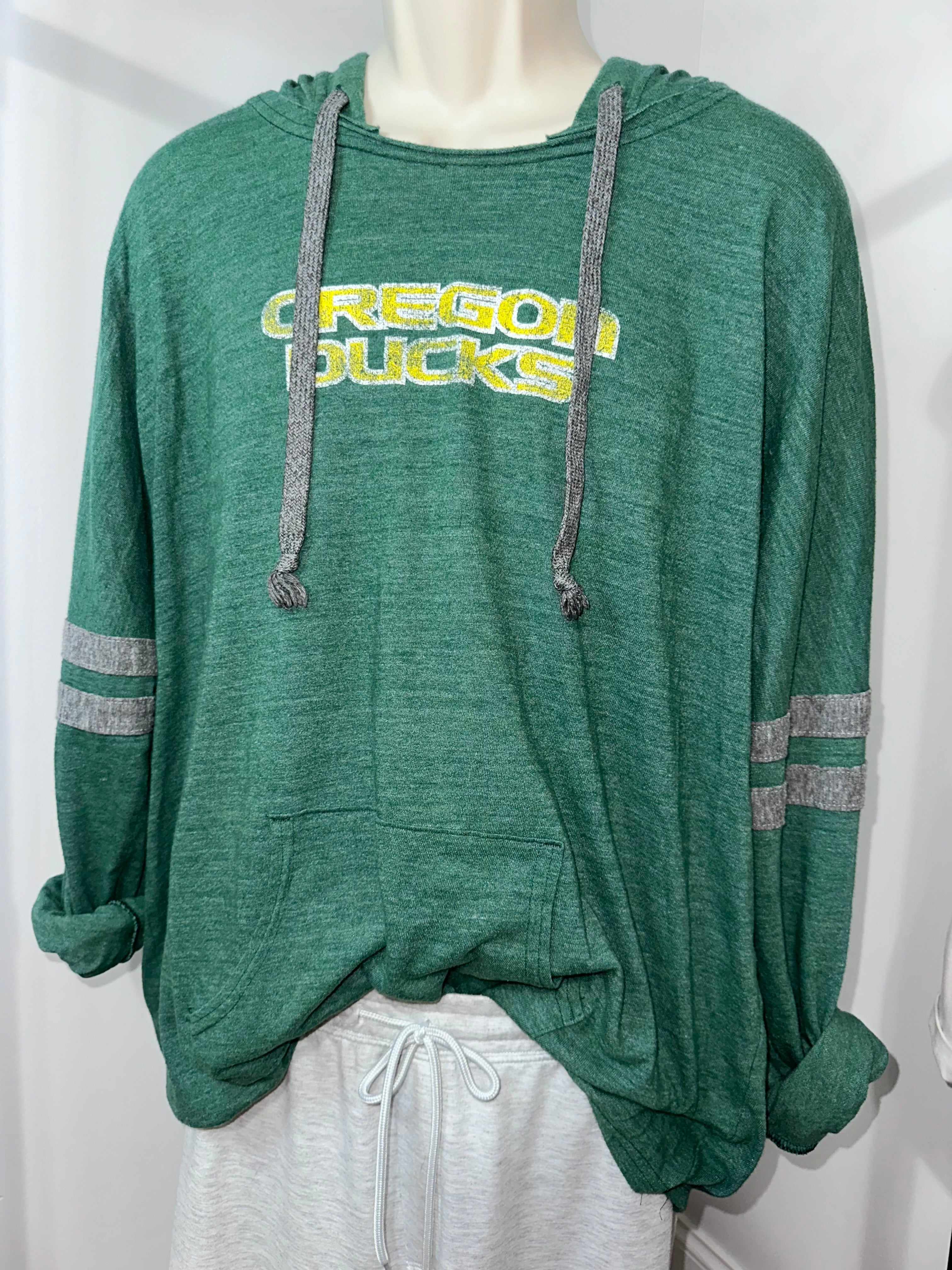 Oregon Ducks Distressed Hooded Long Sleeve Tee