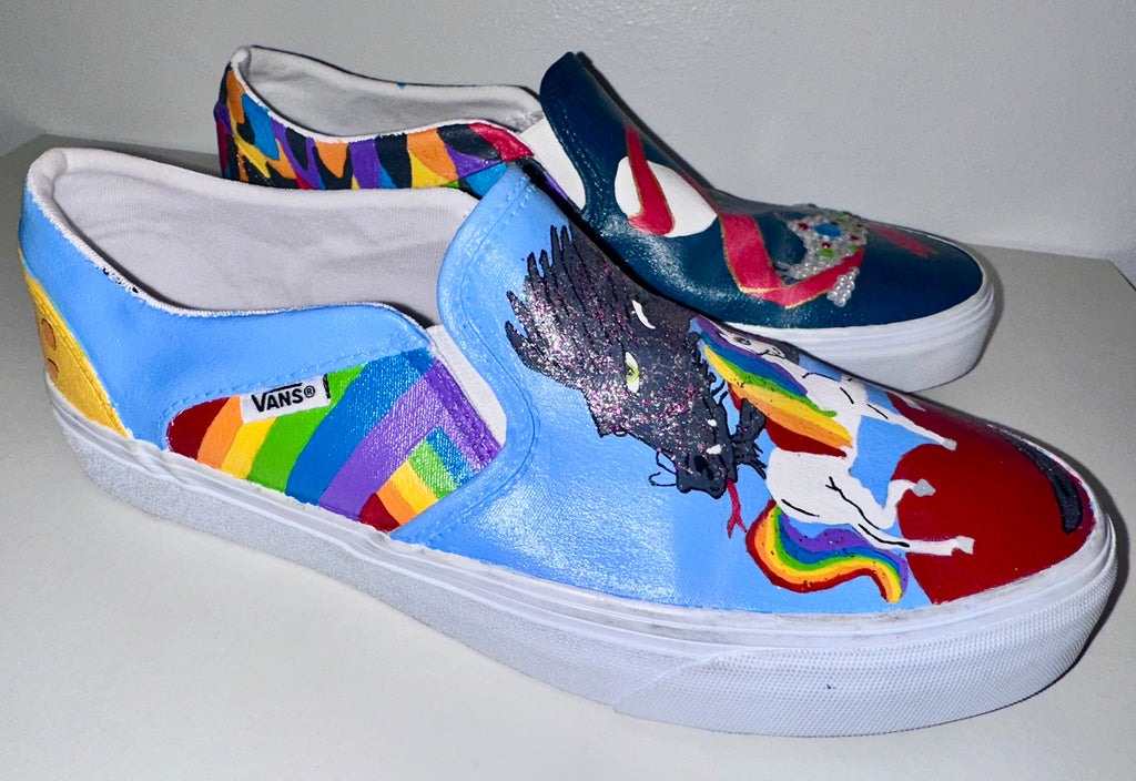 Custom Painted Vans, Sz 10