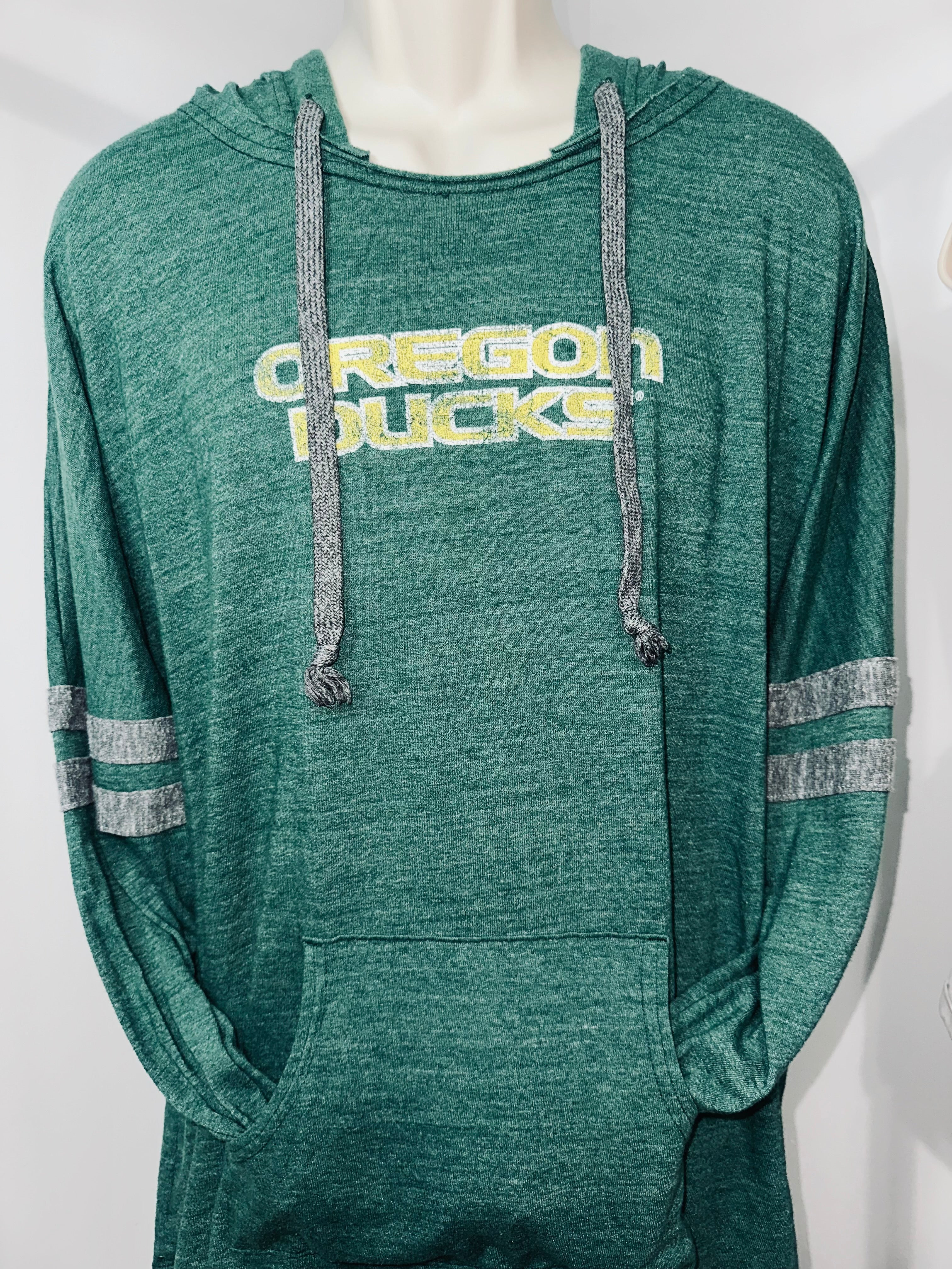 Oregon Ducks Distressed Hooded Long Sleeve Tee