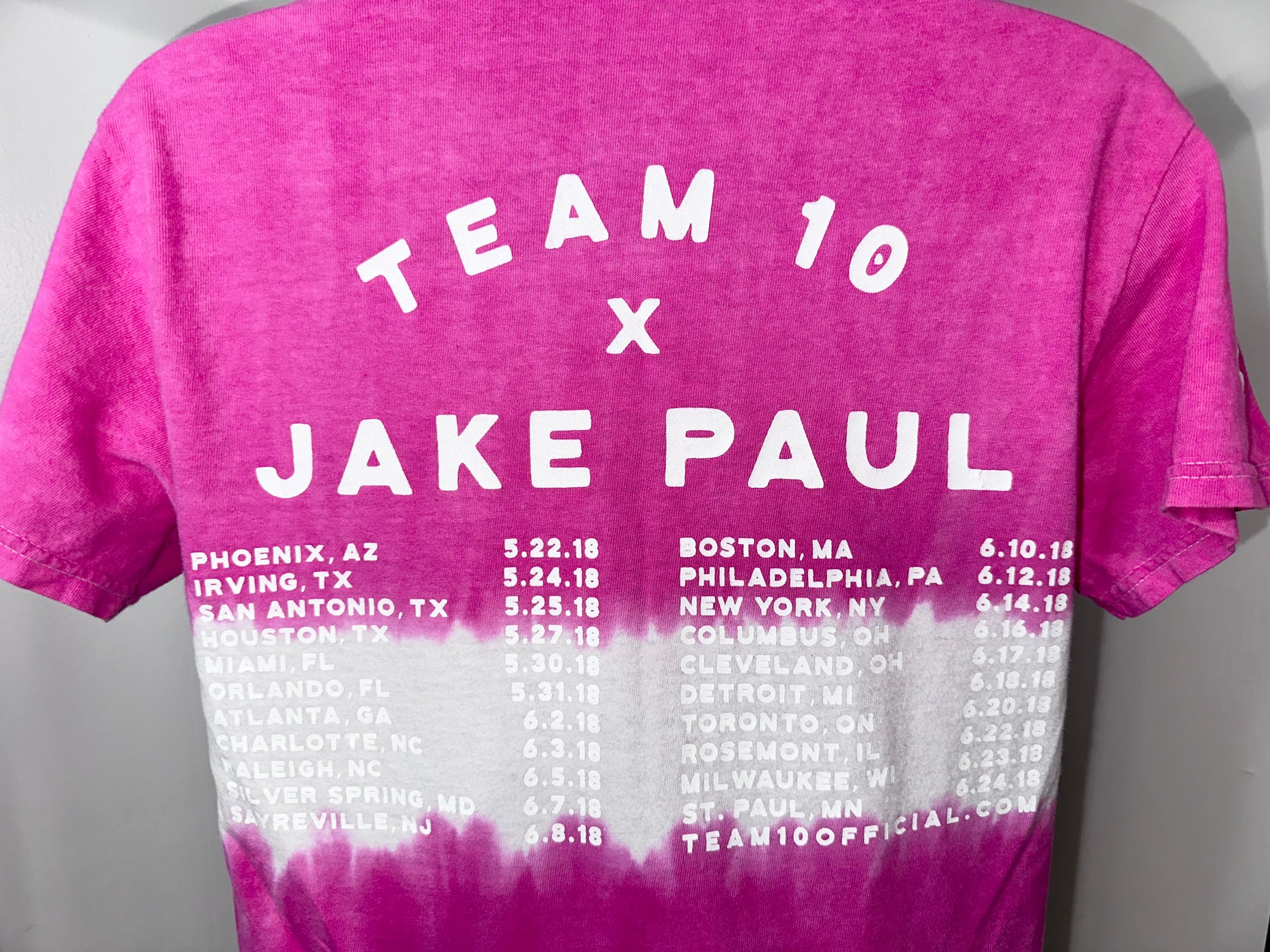 Jake Paul Team 10 Tour T-Shirt – Pink Dip Dye – 2018 YouTube Merch