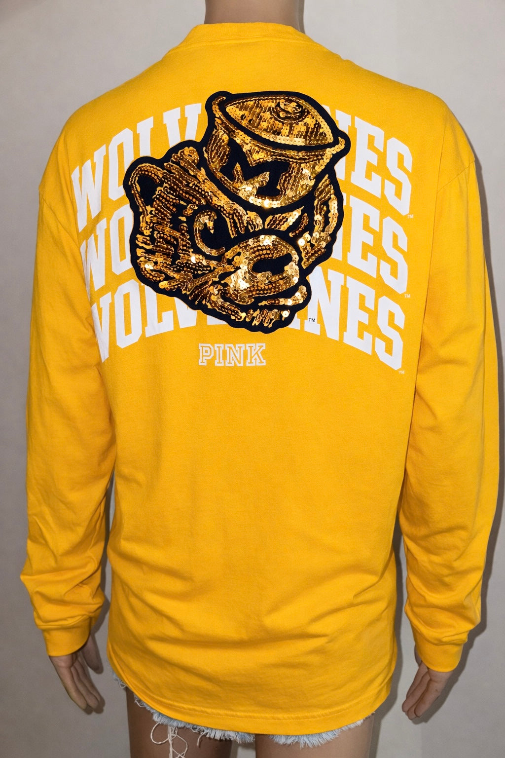 Michigan Wolverines Victoria’s Secret PINK Sequin Shirt, Sz Medium