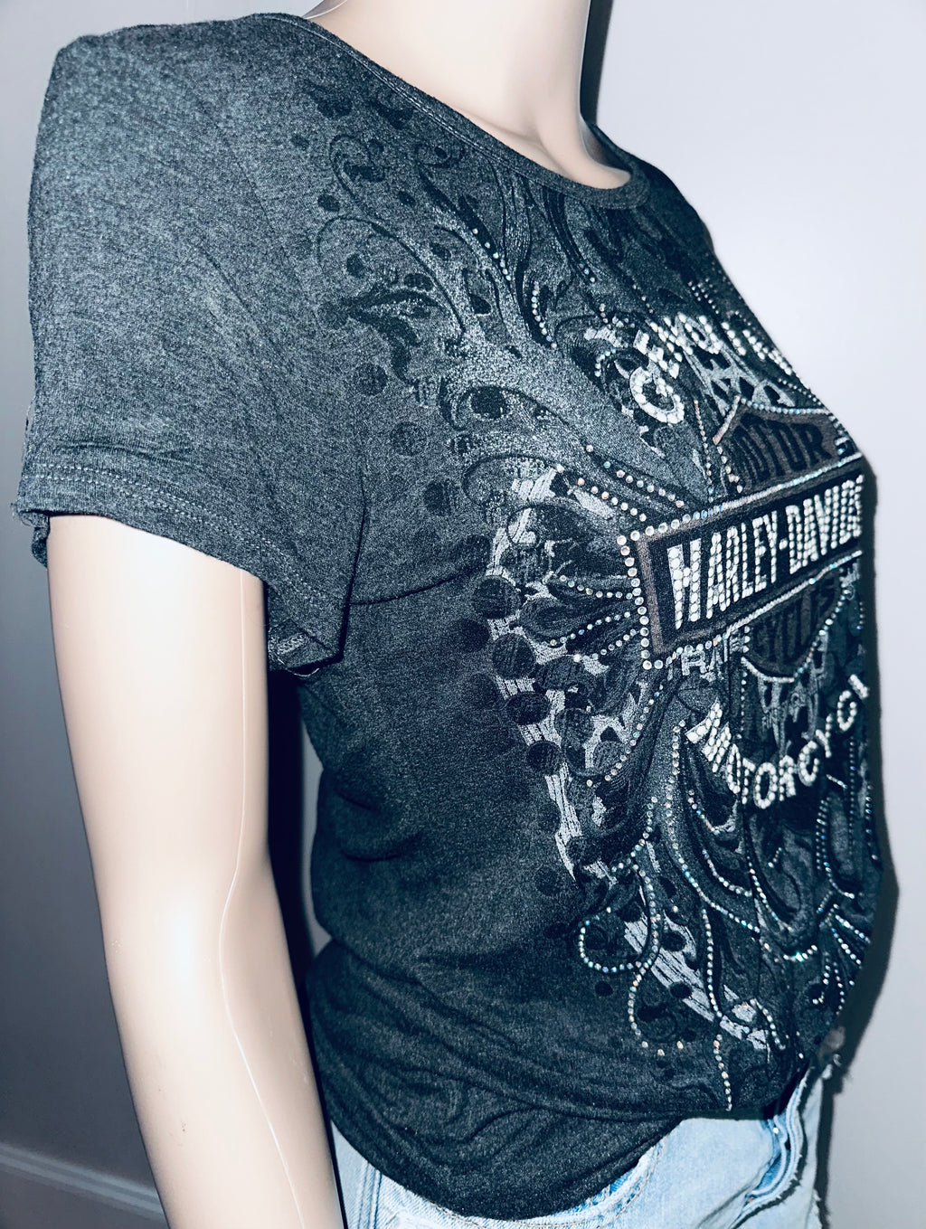 Harley Davidson Ladies Pearls & Bling Tee, Sz M