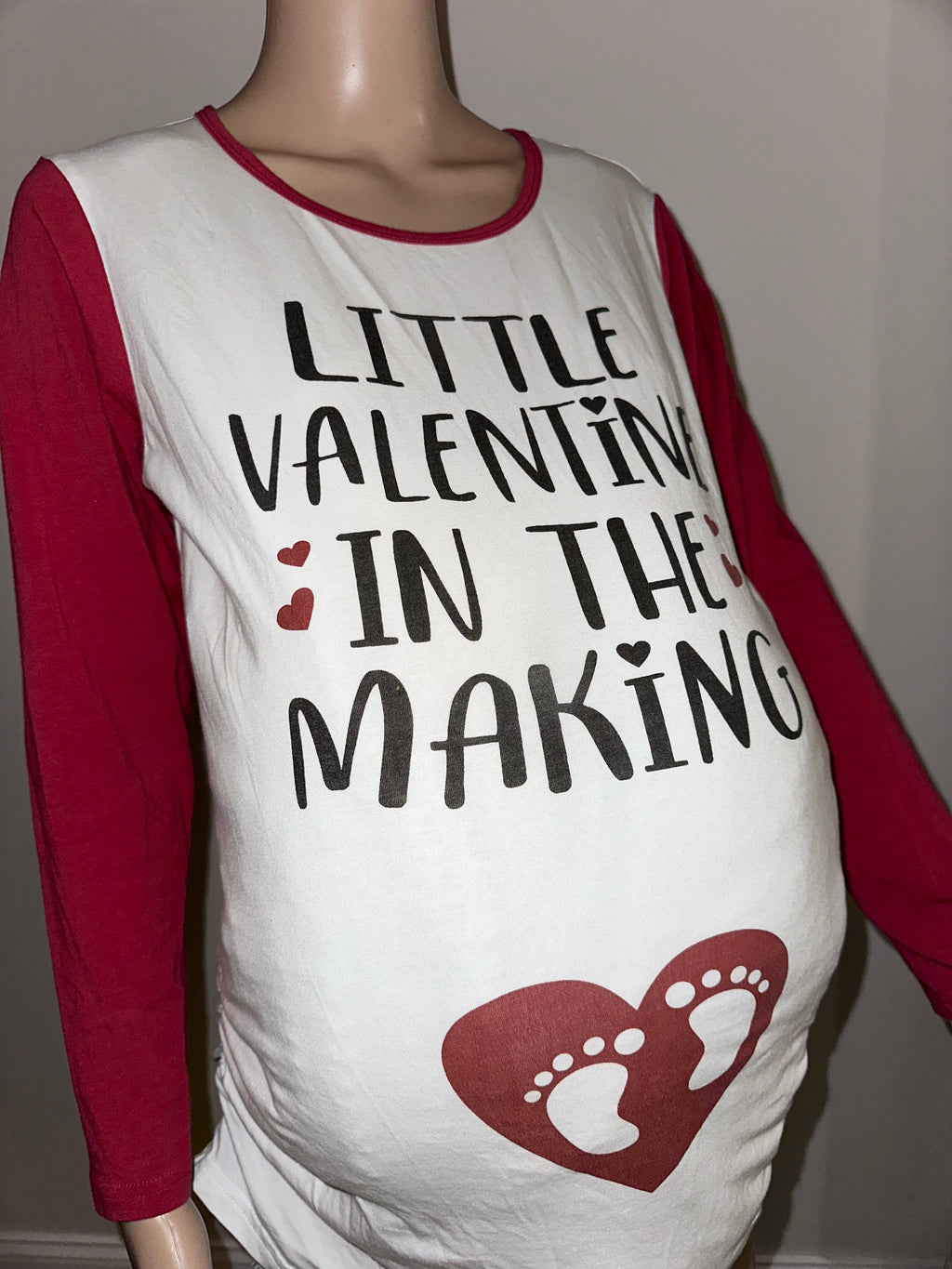 Little Valentine In The Making Pregnancy Valentine’s Tee, Sz Medium