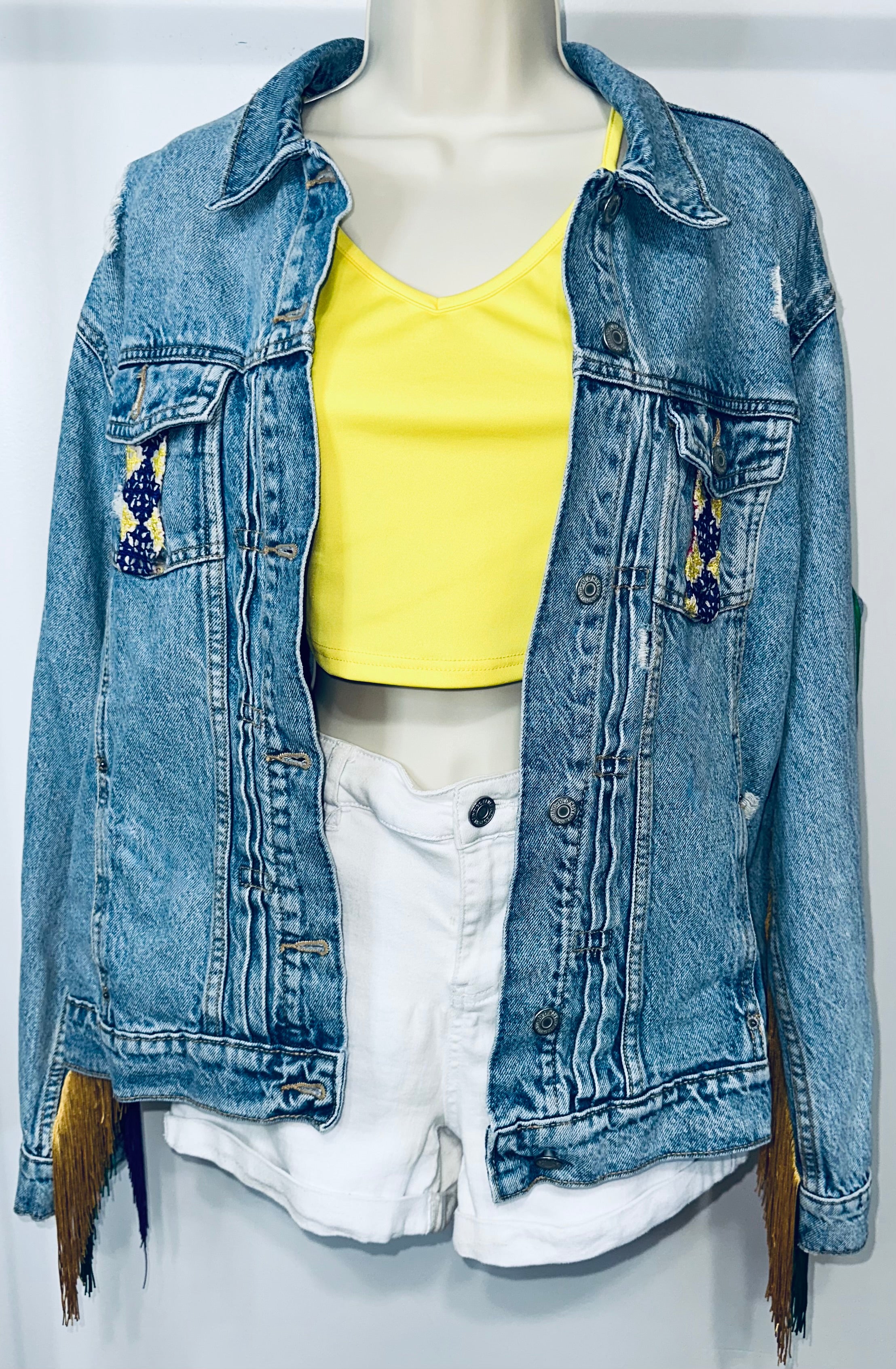 Mardi Gras Denim & Fringe Jacket