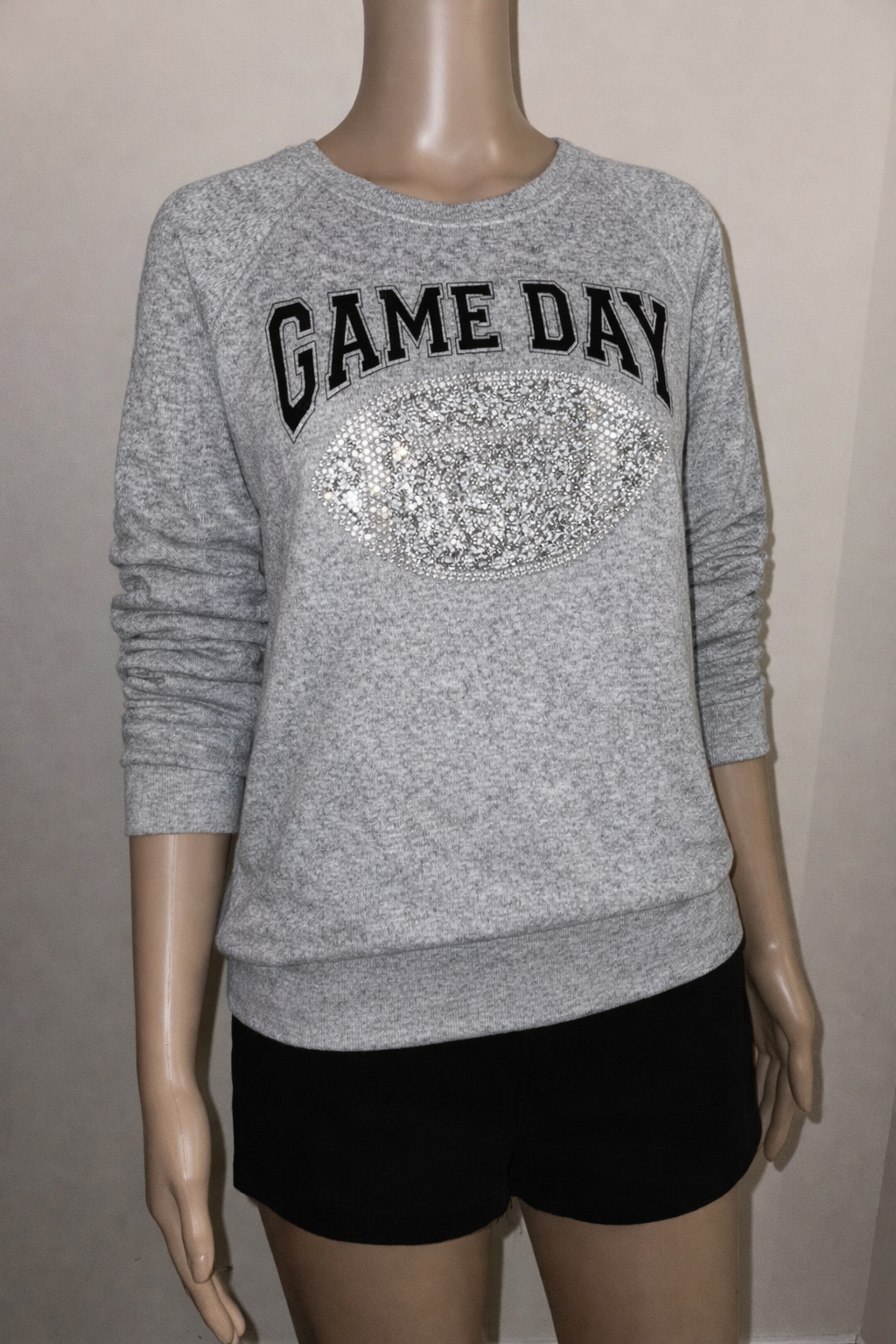 Gameday Sequin Football Long Sleeve Shirt, Sz Small (NWT)
