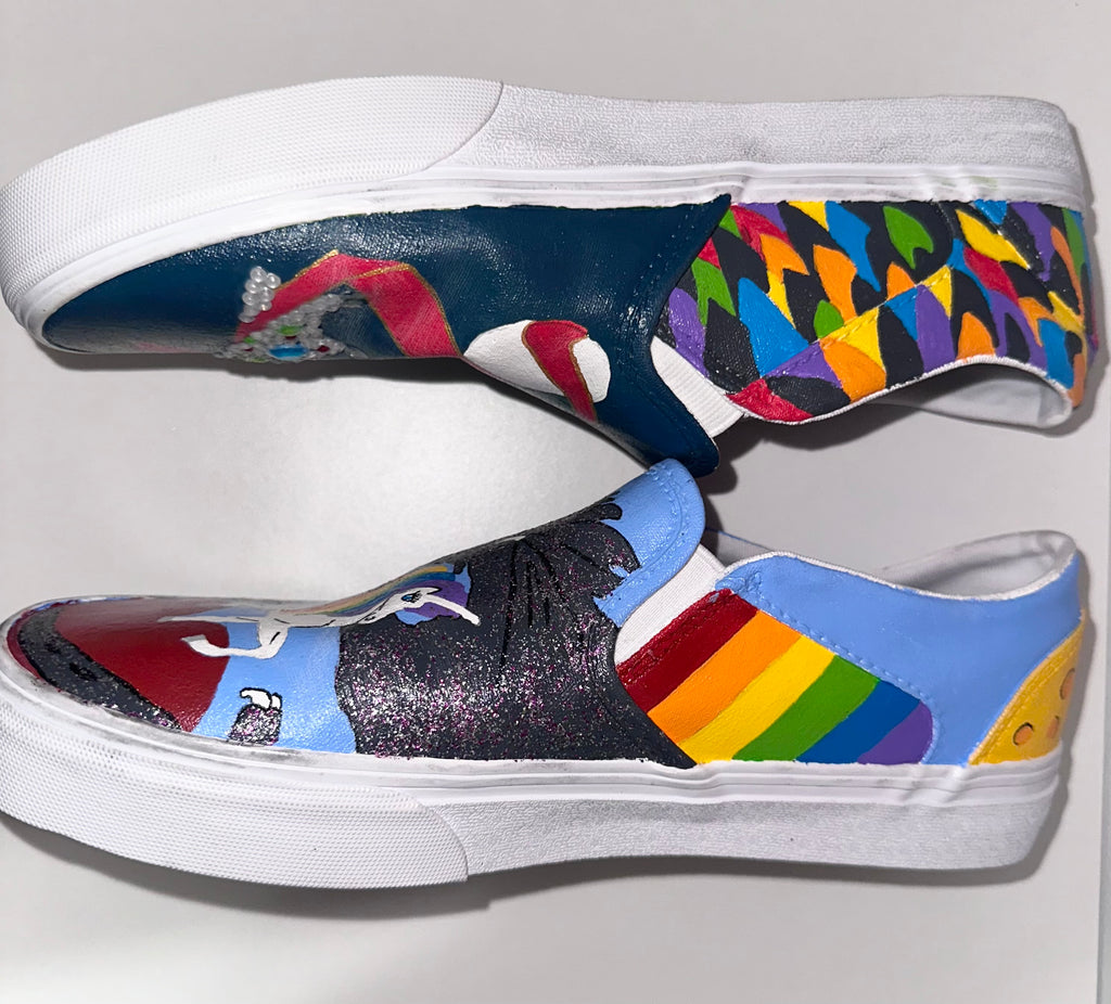 Custom Painted Vans, Sz 10