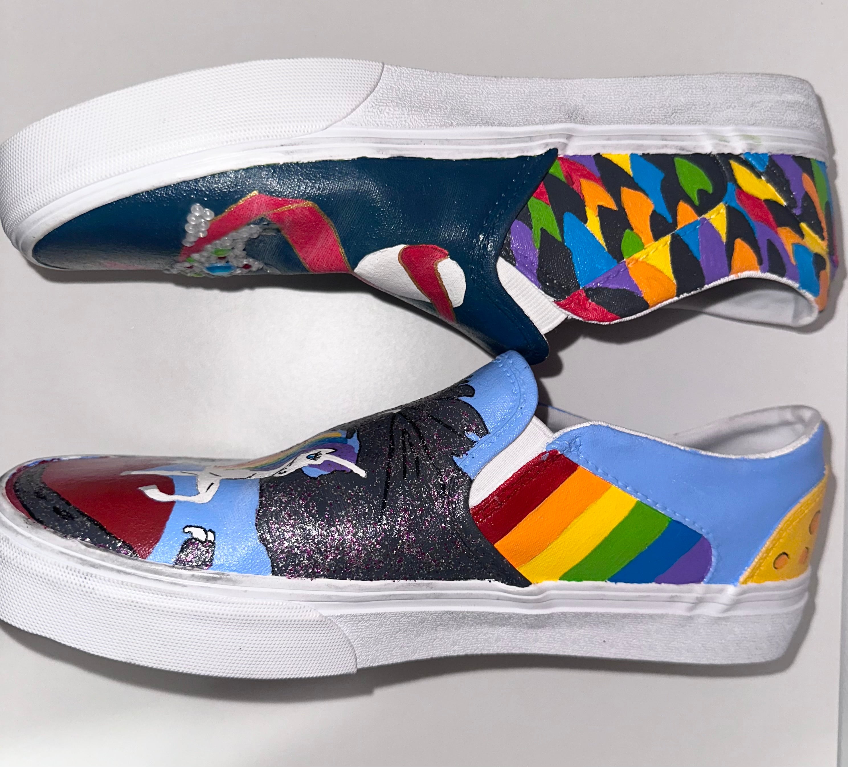 Custom Painted Vans, Sz 10