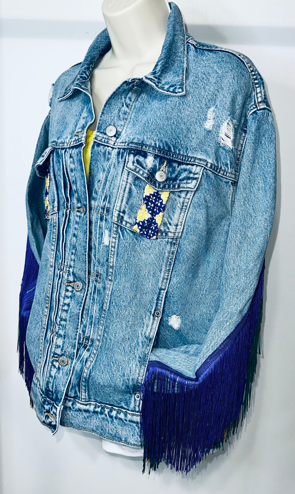 Mardi Gras Denim & Fringe Jacket