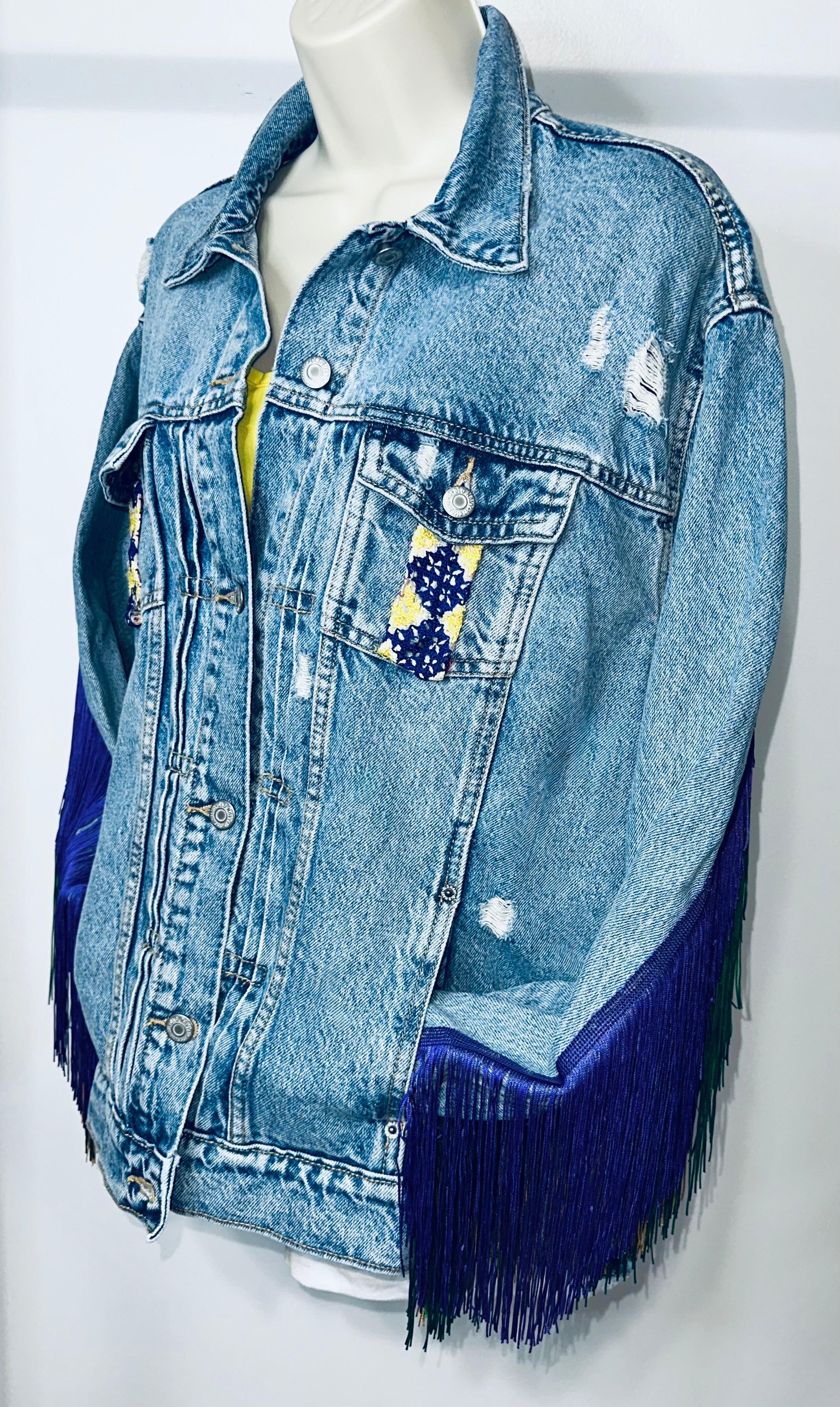 Mardi Gras Denim & Fringe Jacket