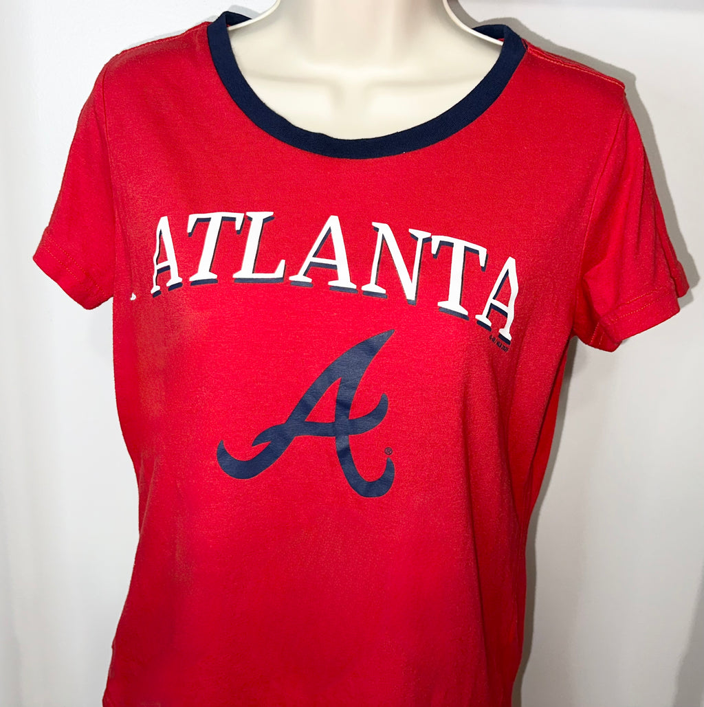 Women's-G-III 4Her by Carl Banks Red Atlanta Braves Pitch T-Shirt