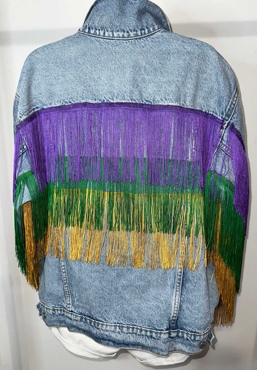 Mardi Gras Denim & Fringe Jacket
