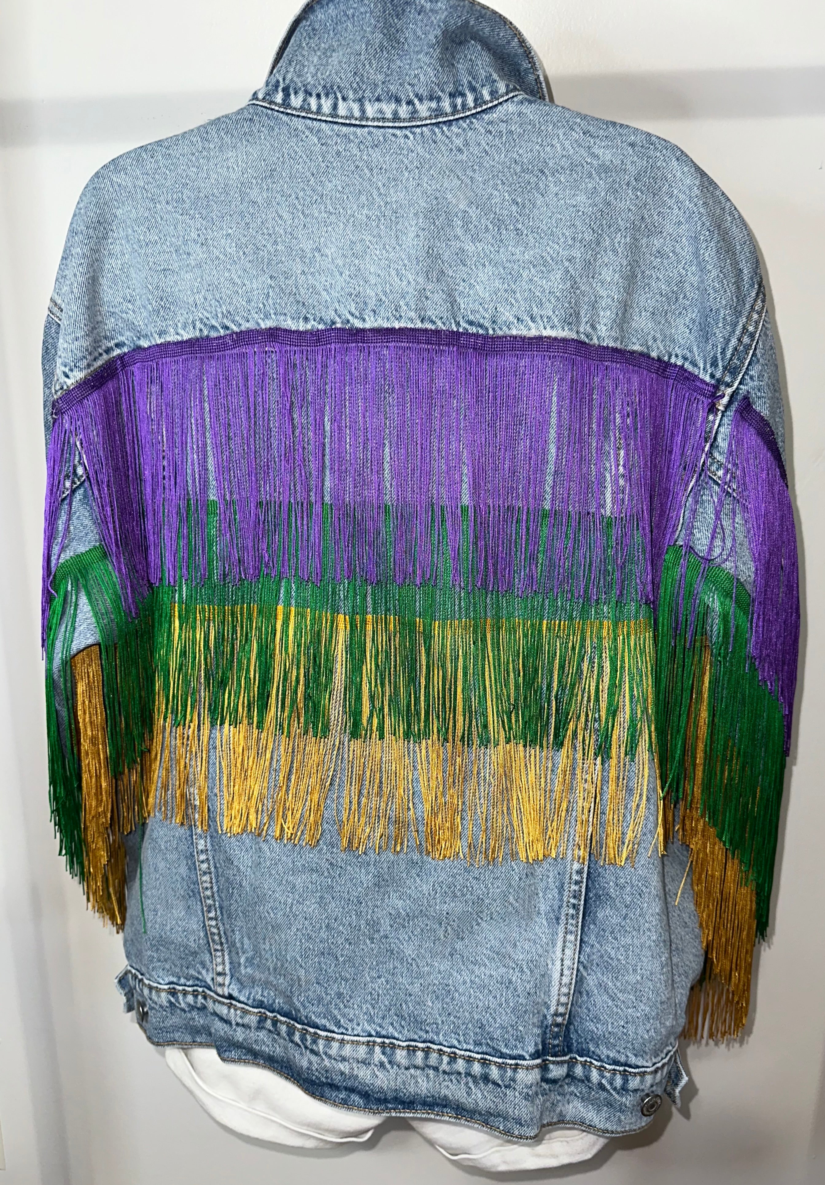 Mardi Gras Denim & Fringe Jacket