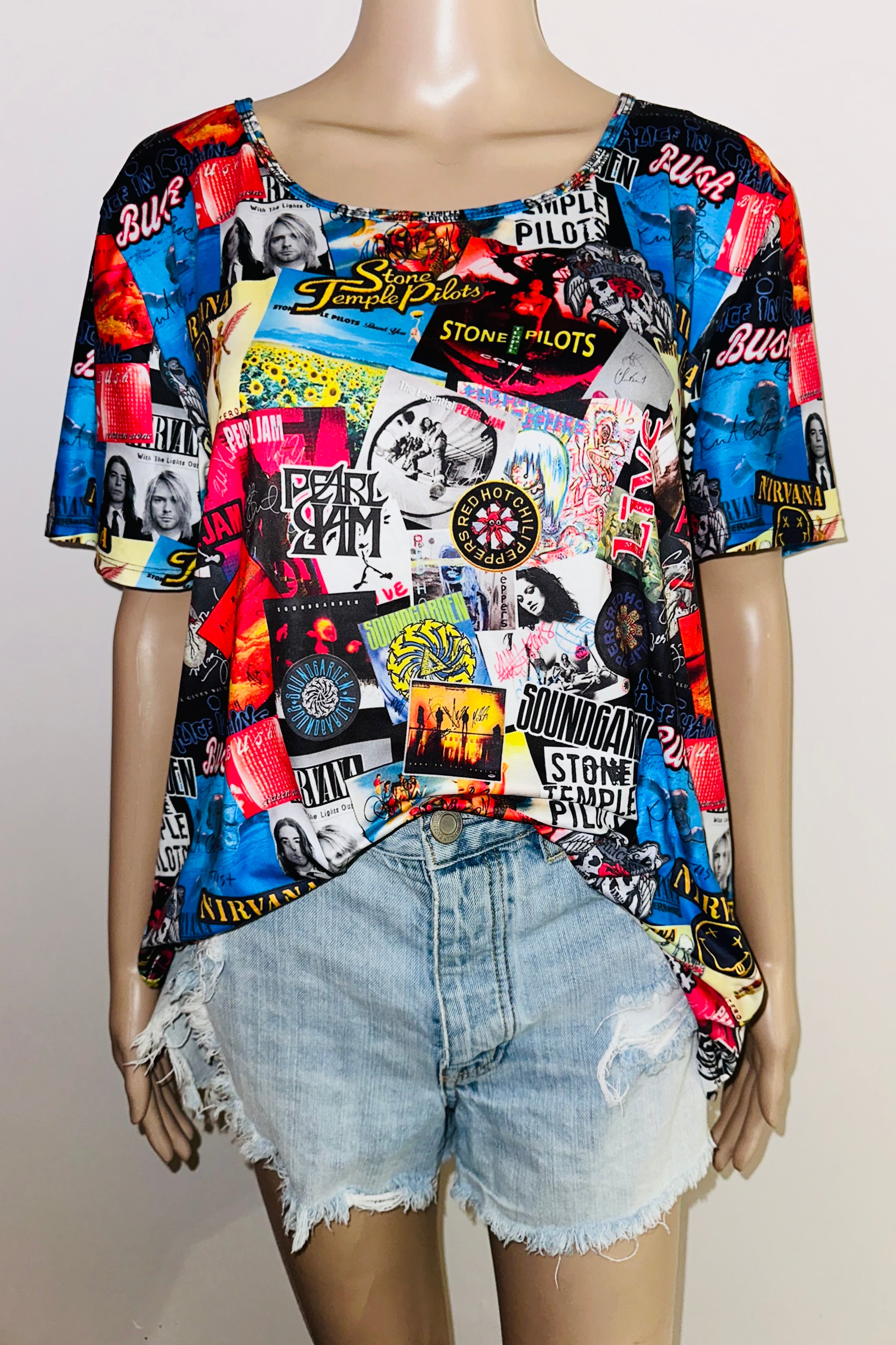 90’s Alternative Rock Band Collage Tee, Sz Large