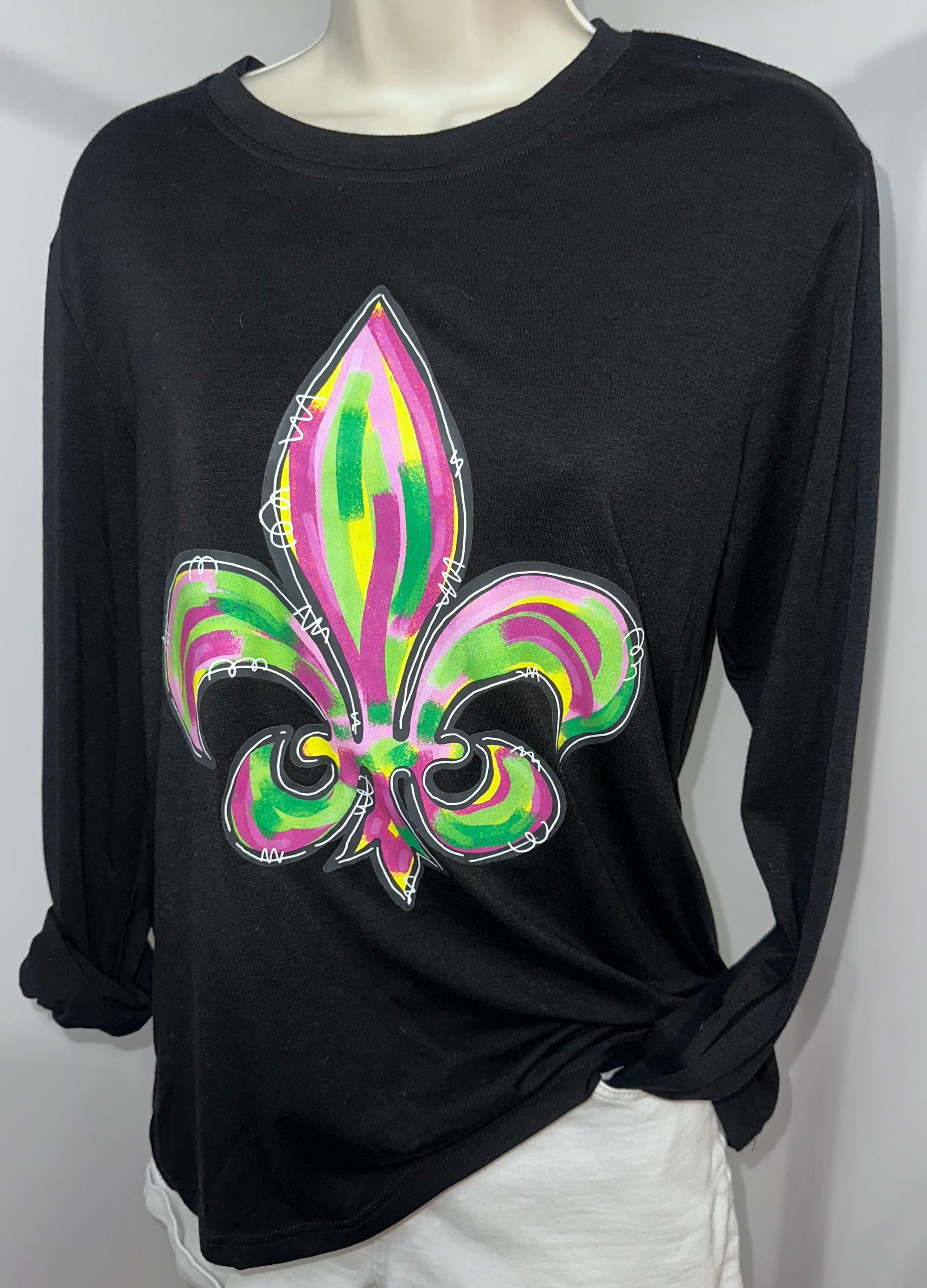 New Orleans Saints Mardi Gras Long Sleeve Tee-, Sz Medium