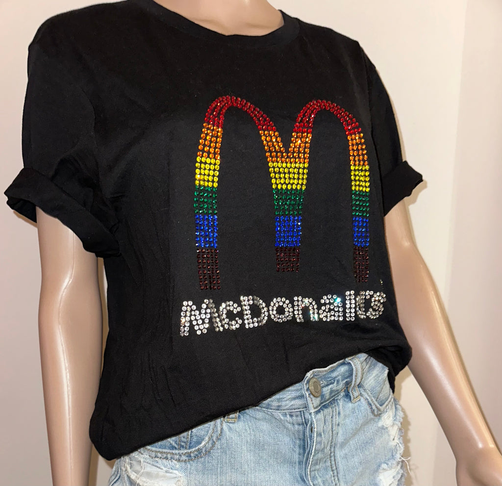 McDonald’s LGBTQ Pride Bling T-shirt, Sz Large