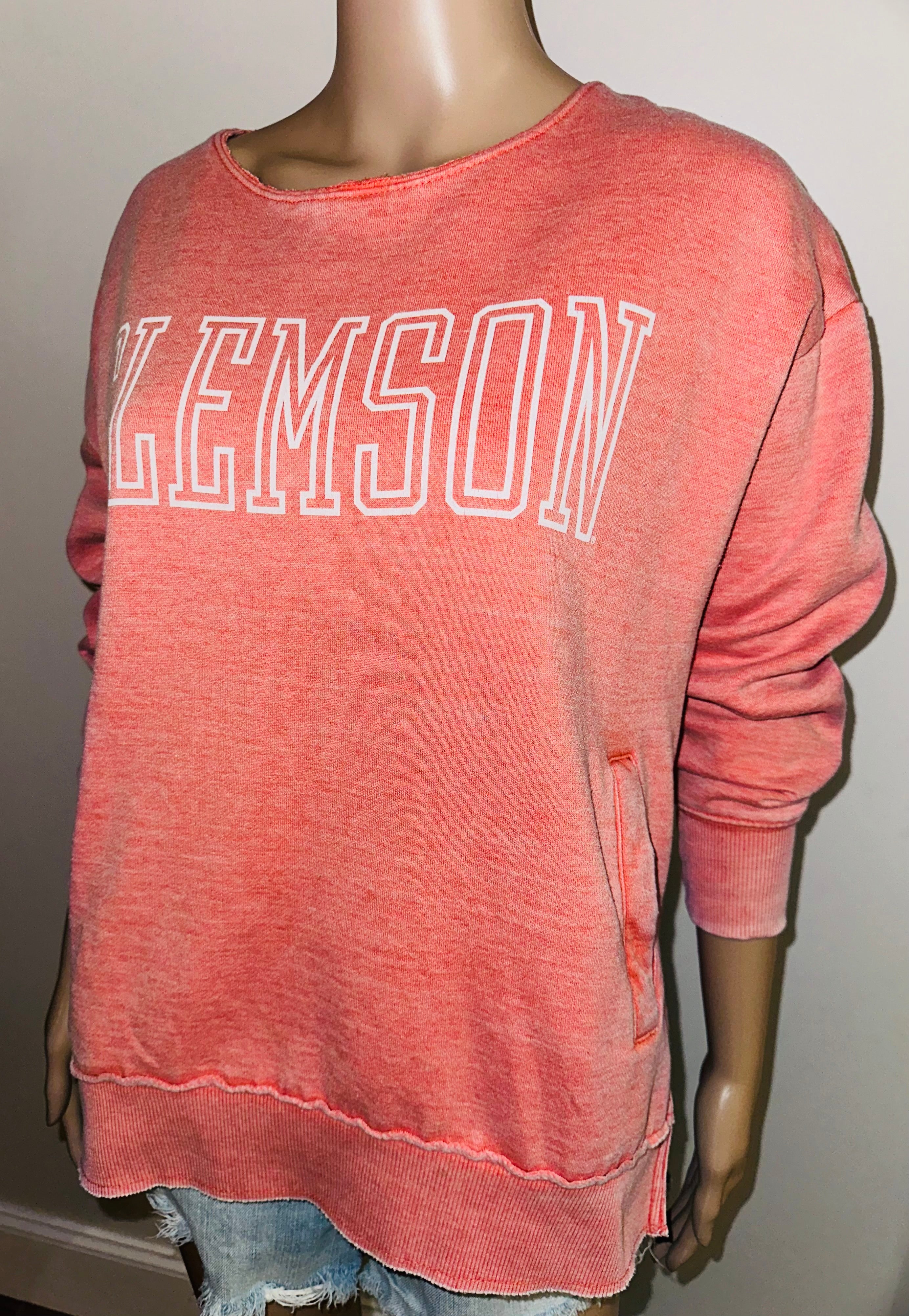 Clemson Tigers Oversized Pocket Sweatshirt, Sz Sm