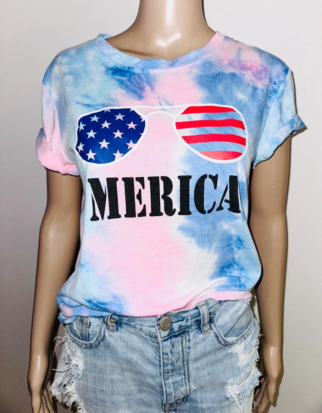 4th of July MERICA Aviator USA Tee, Sz Small