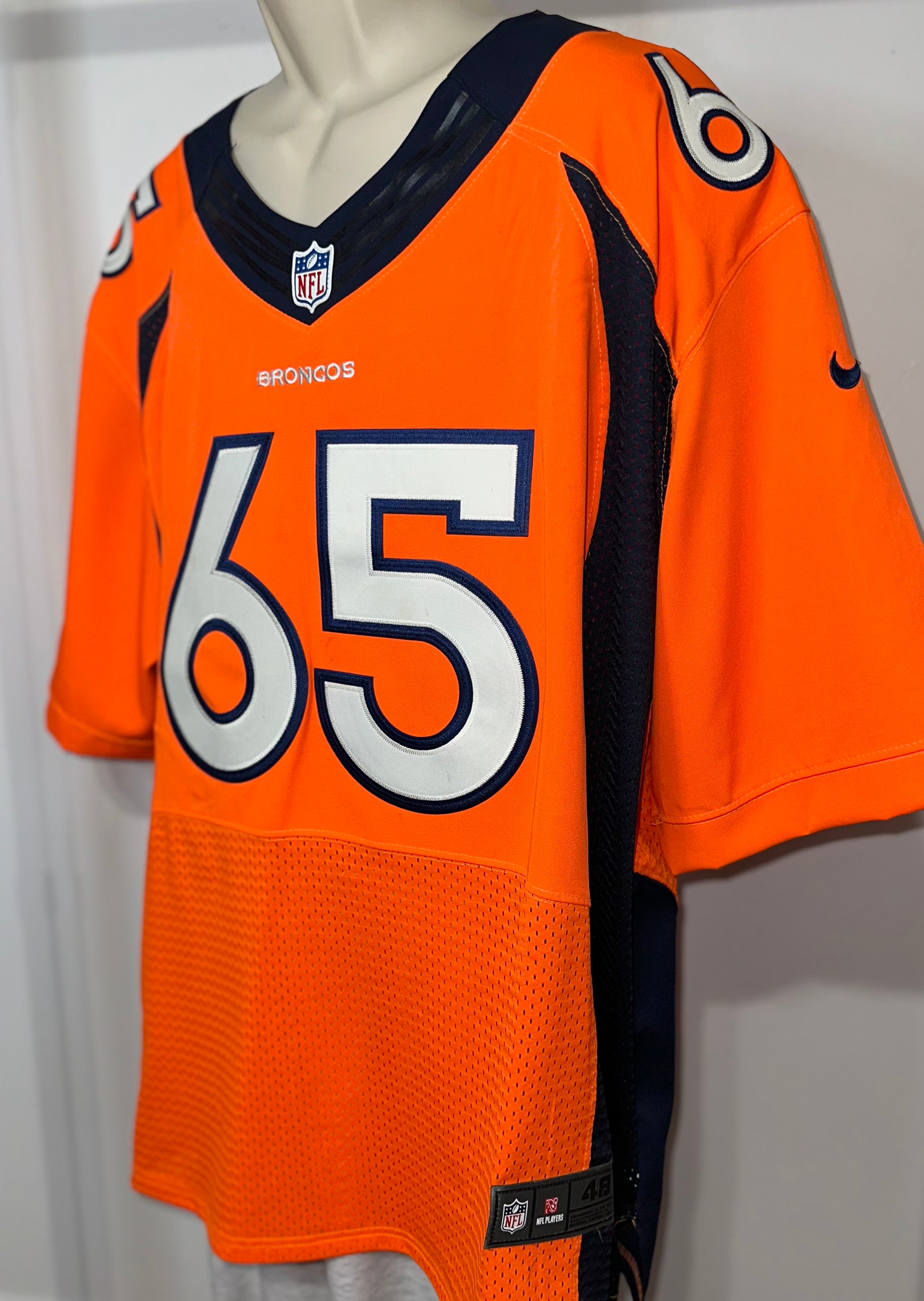Denver Broncos Vasquez #65 On Field Jersey w/ Serial # (RARE)