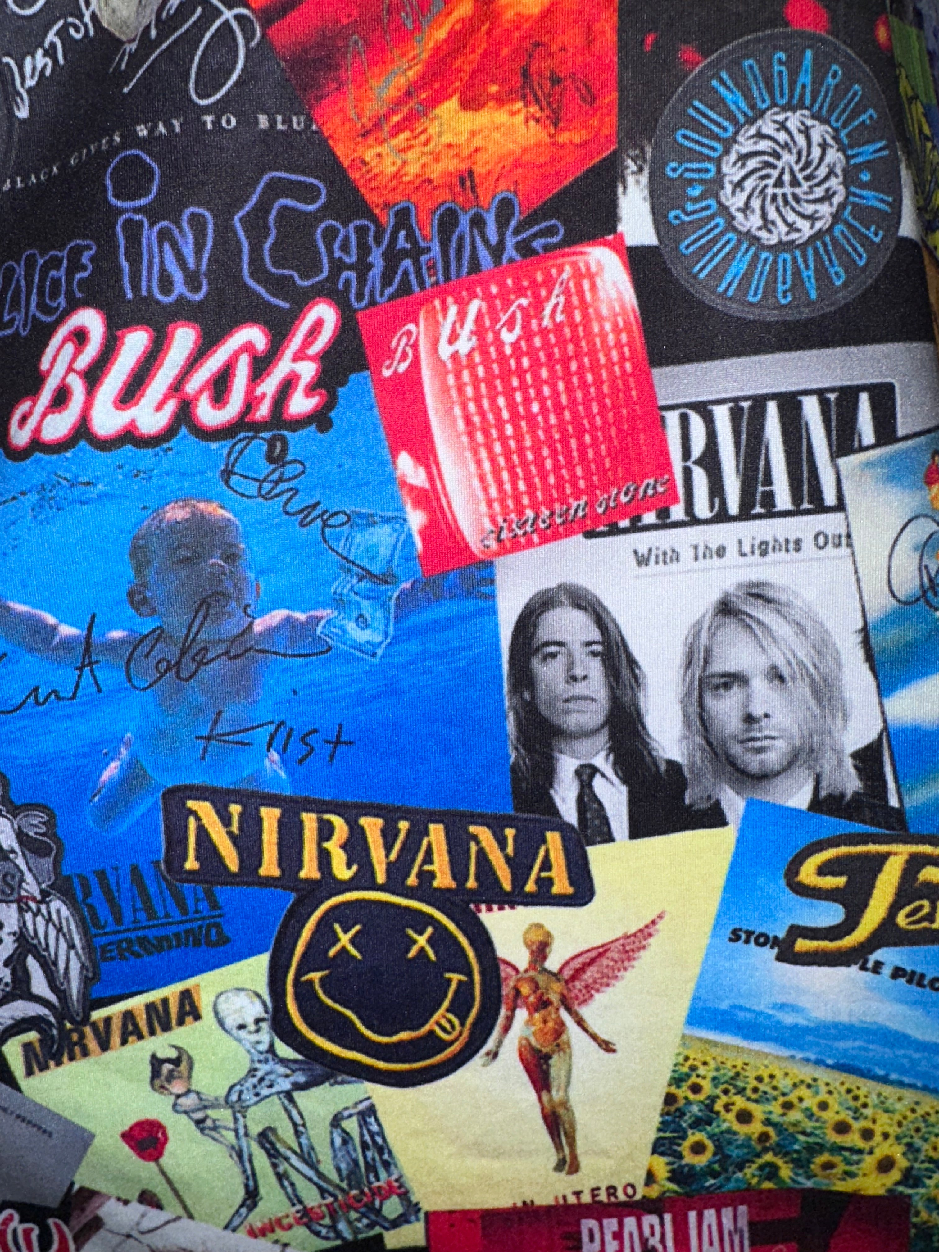 90’s Alternative Rock Band Collage Tee, Sz Large