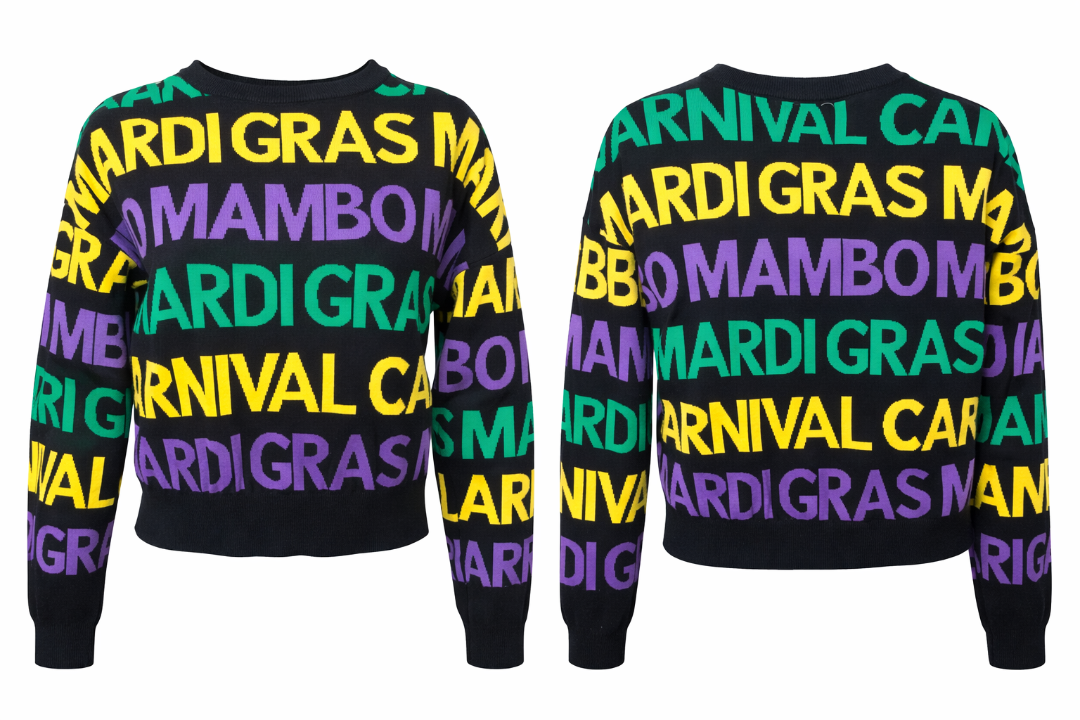 Mardi Gra Carnival Knit Sweater, Sz Small