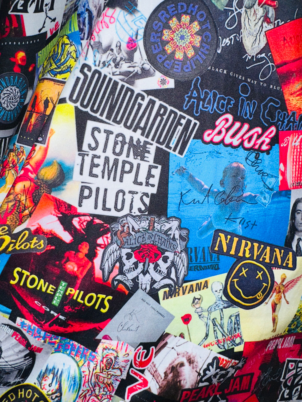 90’s Alternative Rock Band Collage Tee, Sz Large