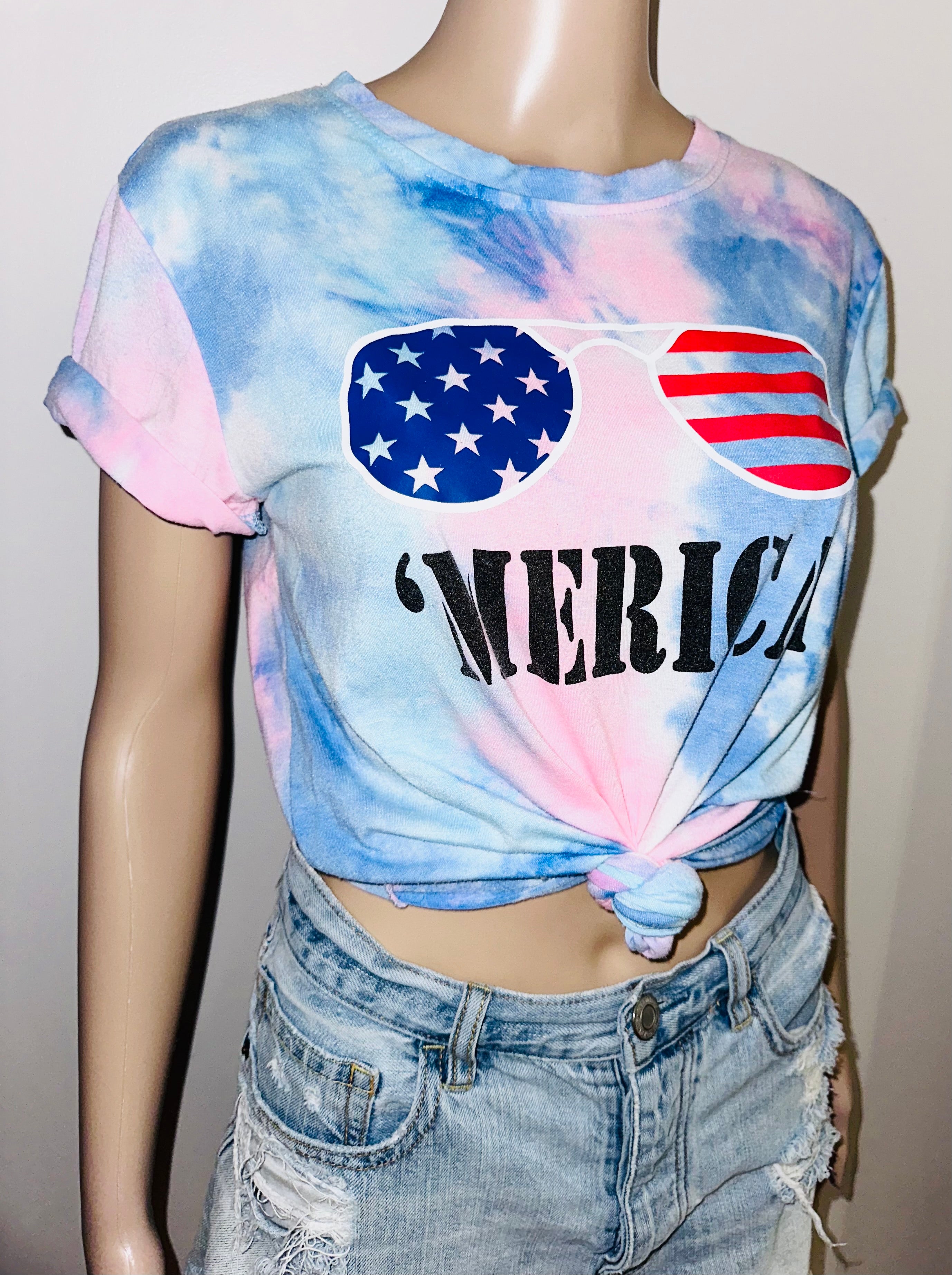 4th of July MERICA Aviator USA Tee, Sz Small