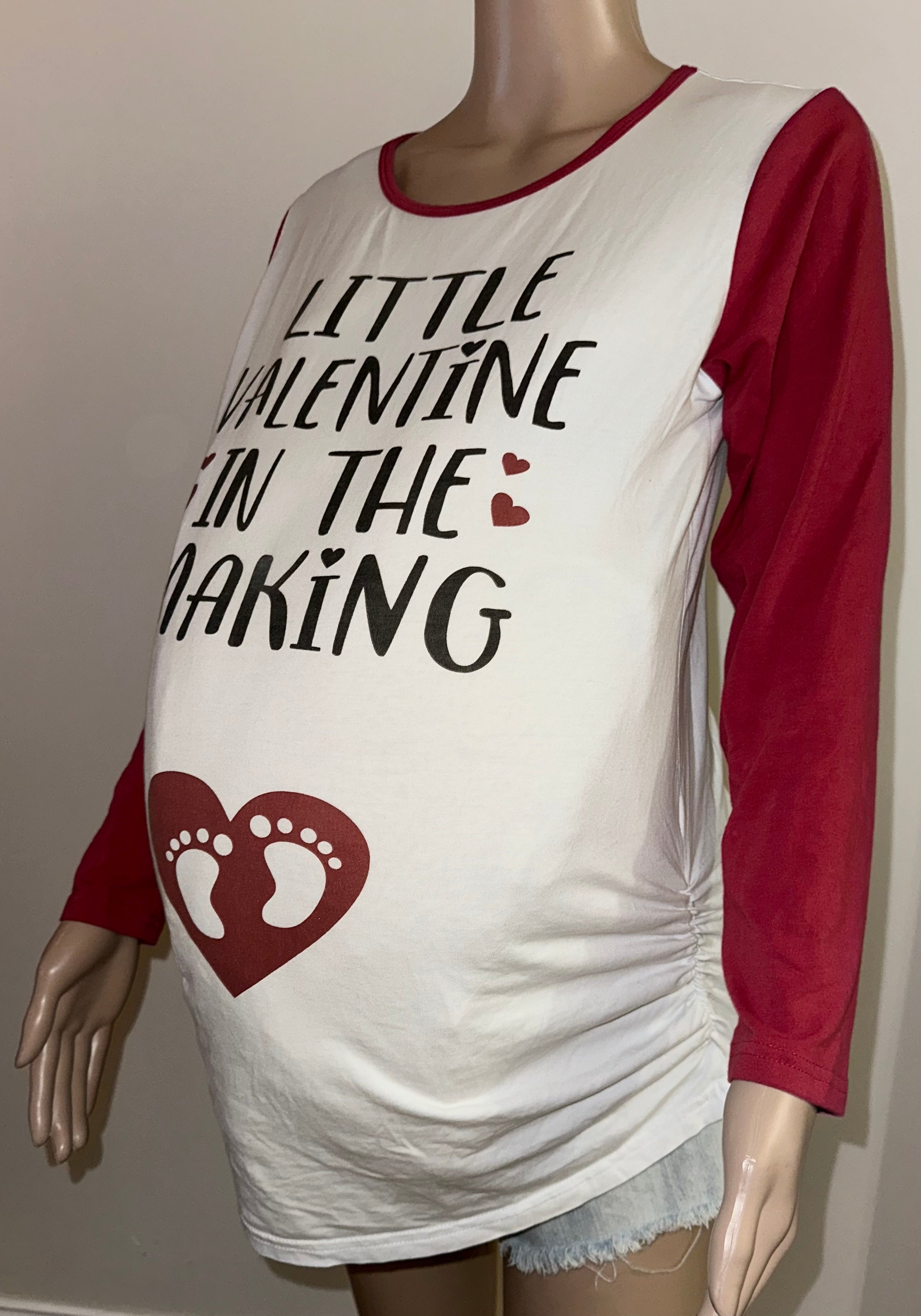 Little Valentine In The Making Pregnancy Valentine’s Tee, Sz Medium