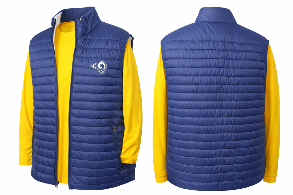 Los Angelas Rams Full Zip Puffer Vest, Sz XXL