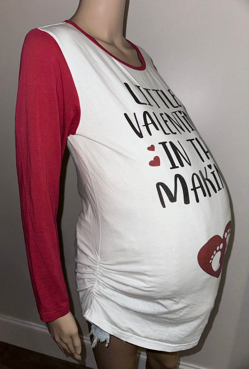 Little Valentine In The Making Pregnancy Valentine’s Tee, Sz Medium