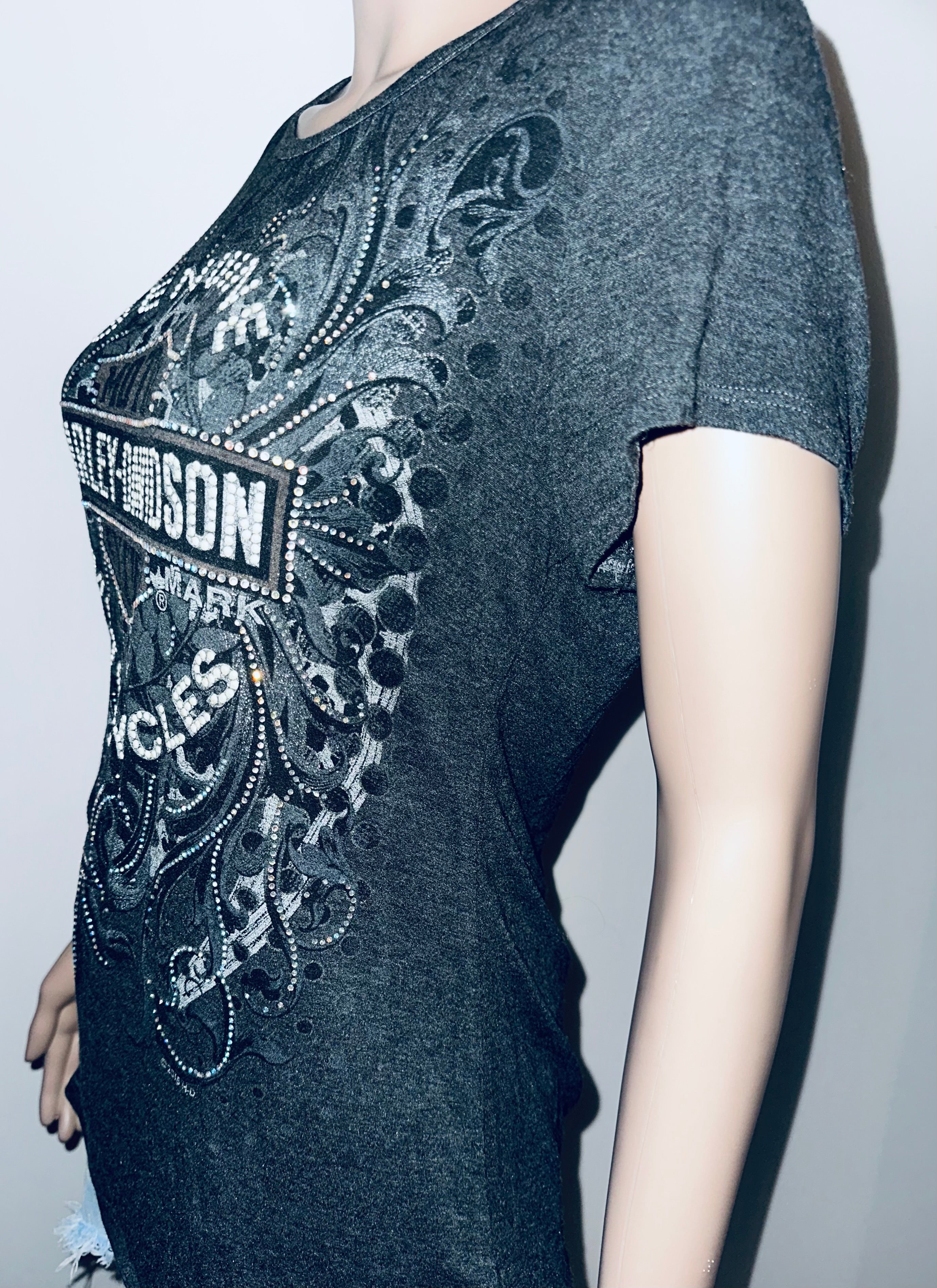 Harley Davidson Ladies Pearls & Bling Tee, Sz M