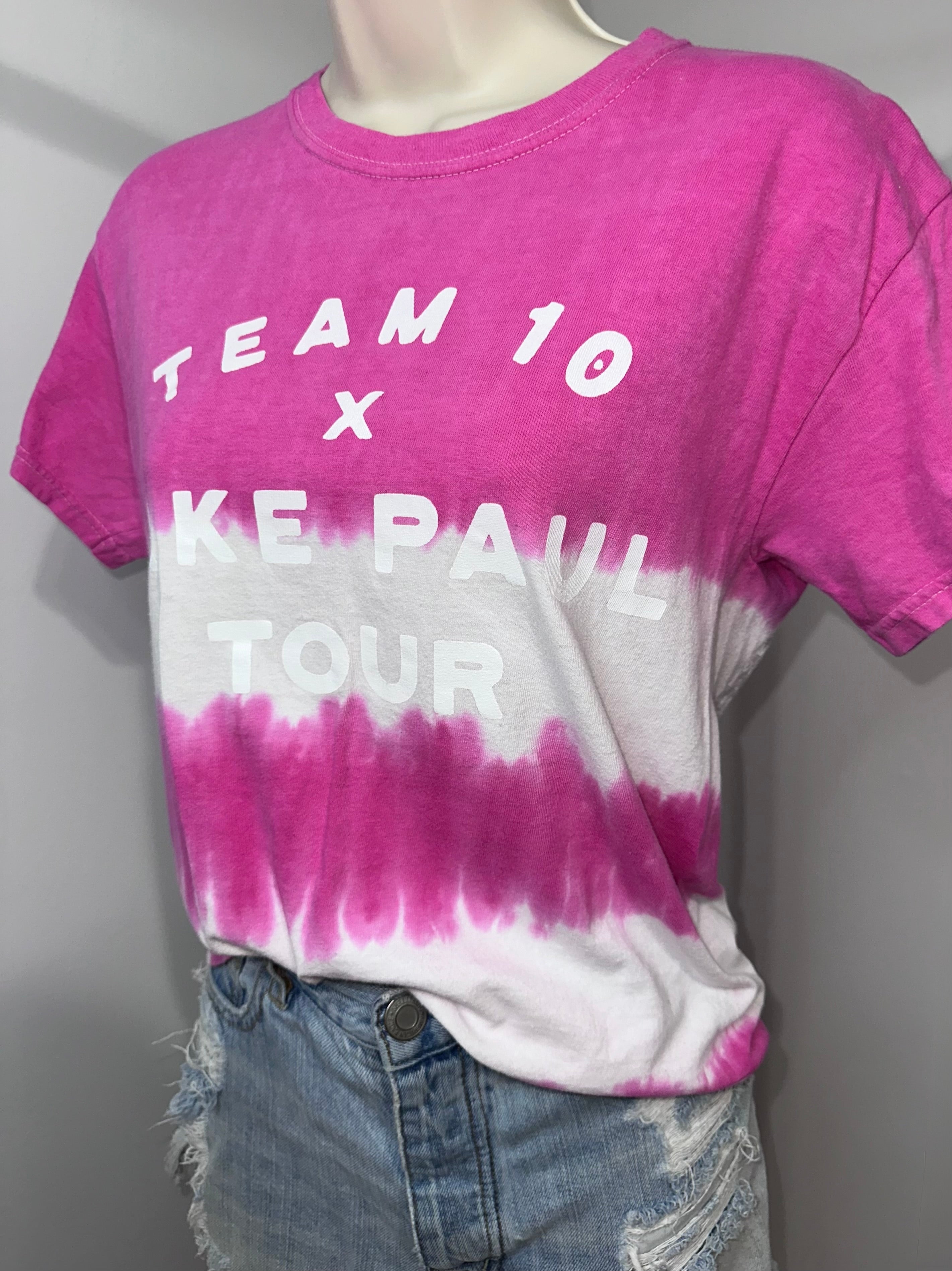Jake Paul Team 10 Tour T-Shirt – Pink Dip Dye – 2018 YouTube Merch