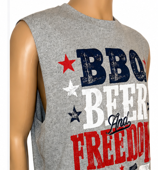 BBQ Beer & Freedom Cutoff Tee, Adult XL