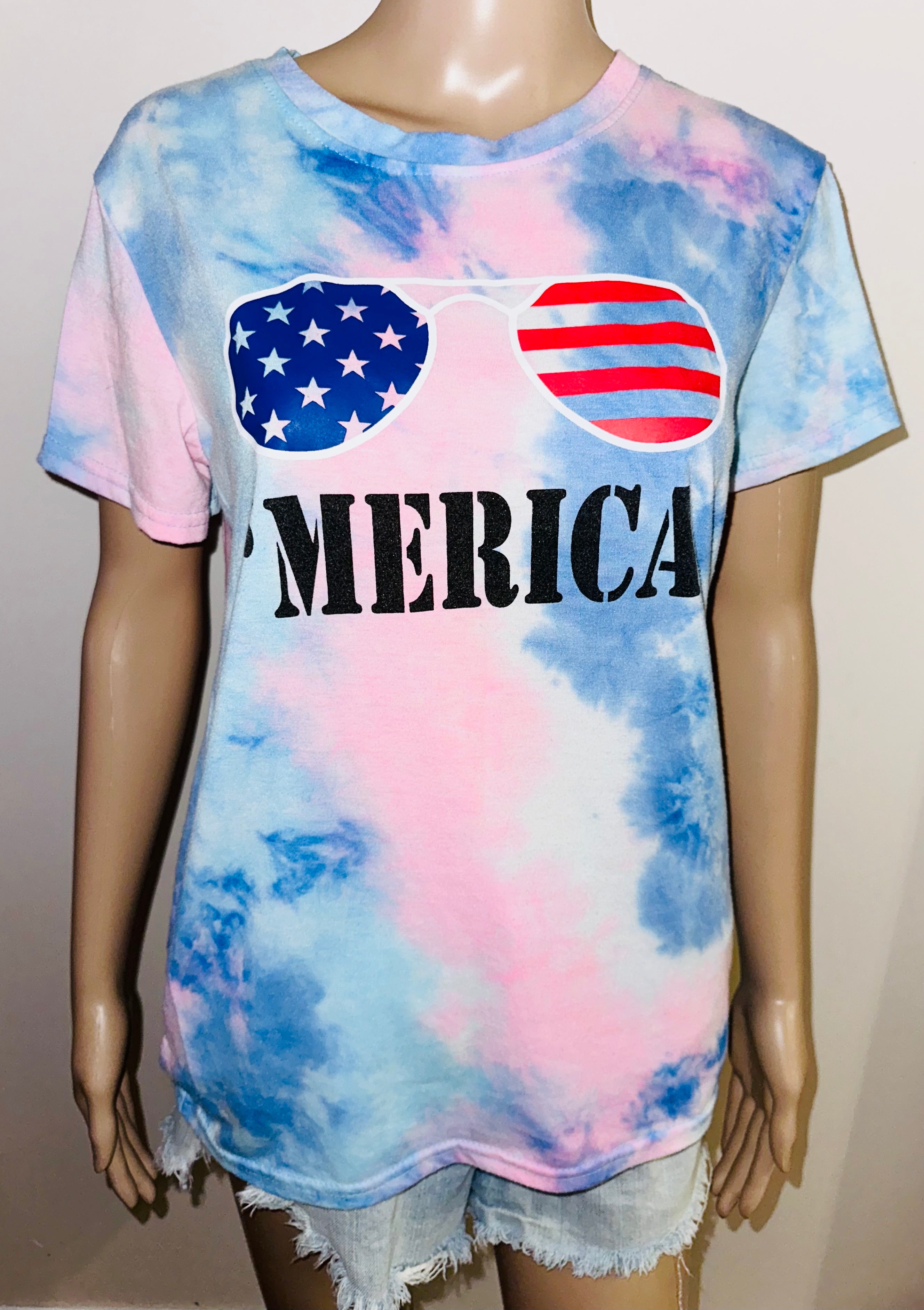 4th of July MERICA Aviator USA Tee, Sz Small