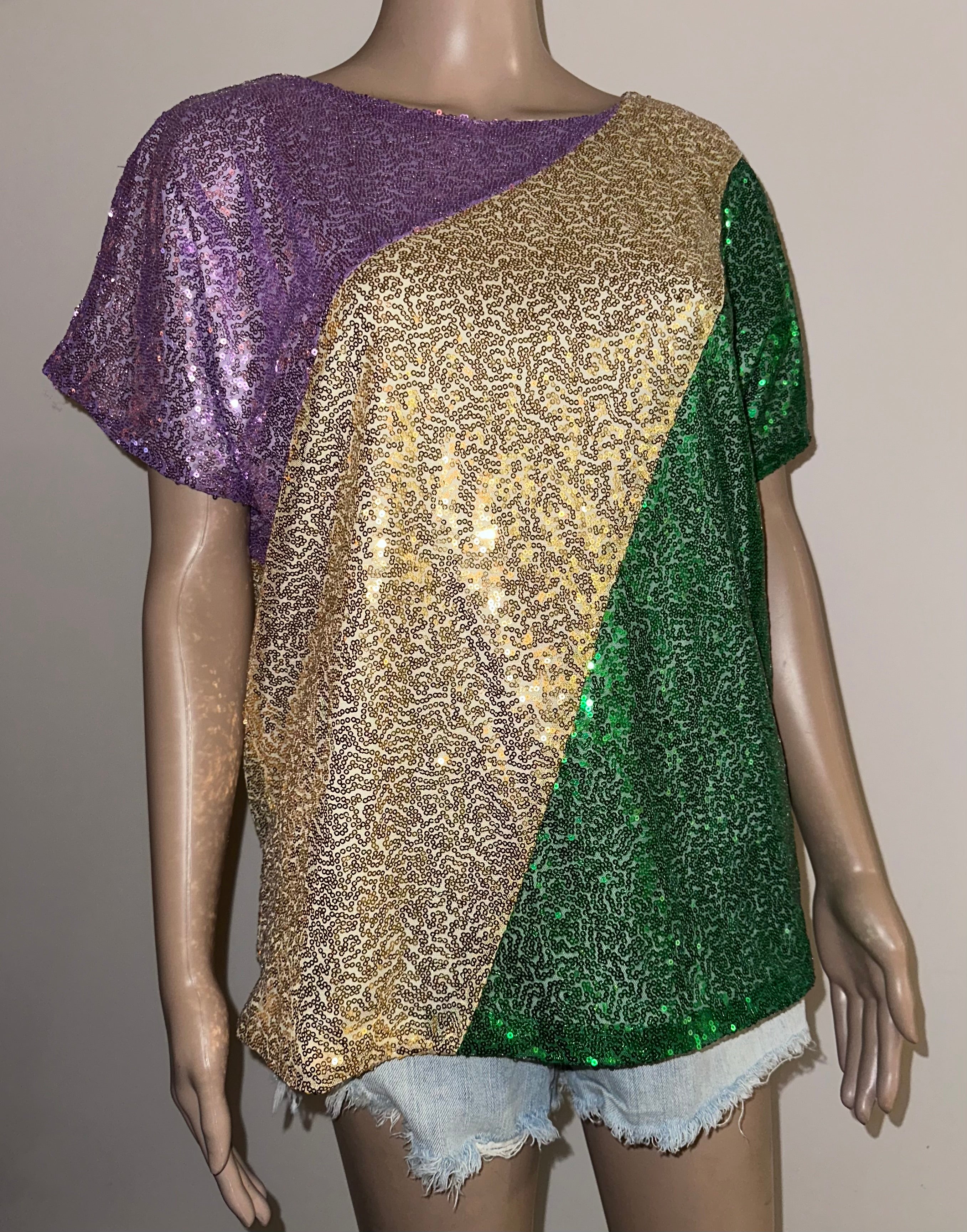 Mardi Gras Sequin Shirt, Sz Small (NWT)