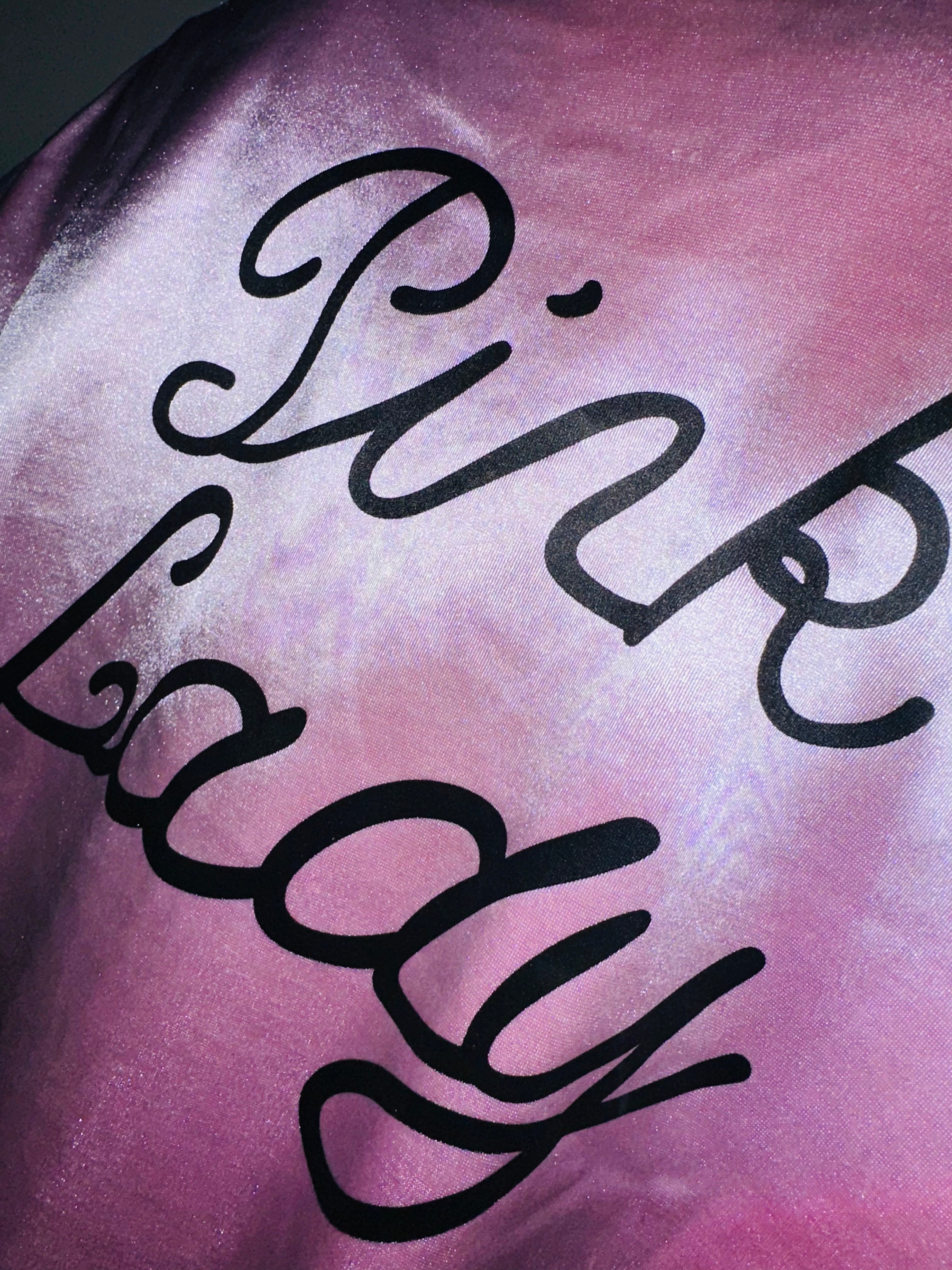 Pink Lady Grease Movie Themed Full Zip Satin Jacket, Sz XL