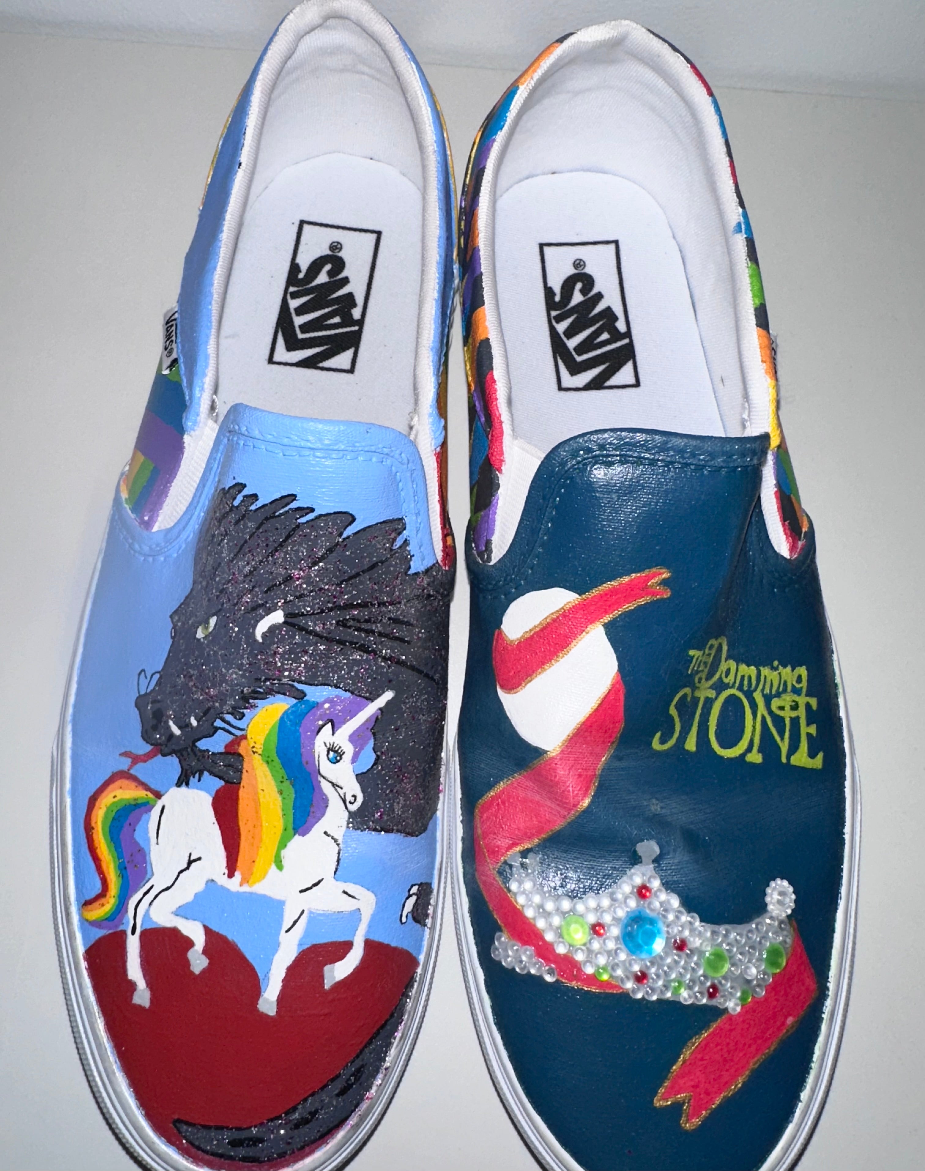 Custom Painted Vans, Sz 10