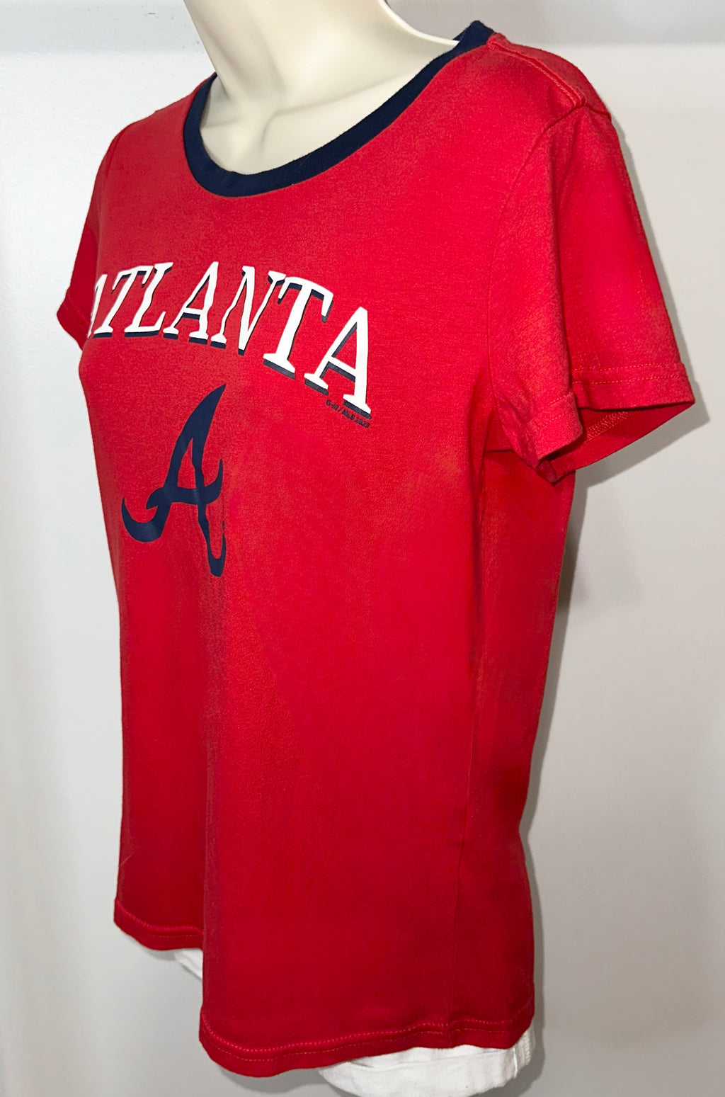 Women's-G-III 4Her by Carl Banks Red Atlanta Braves Pitch T-Shirt