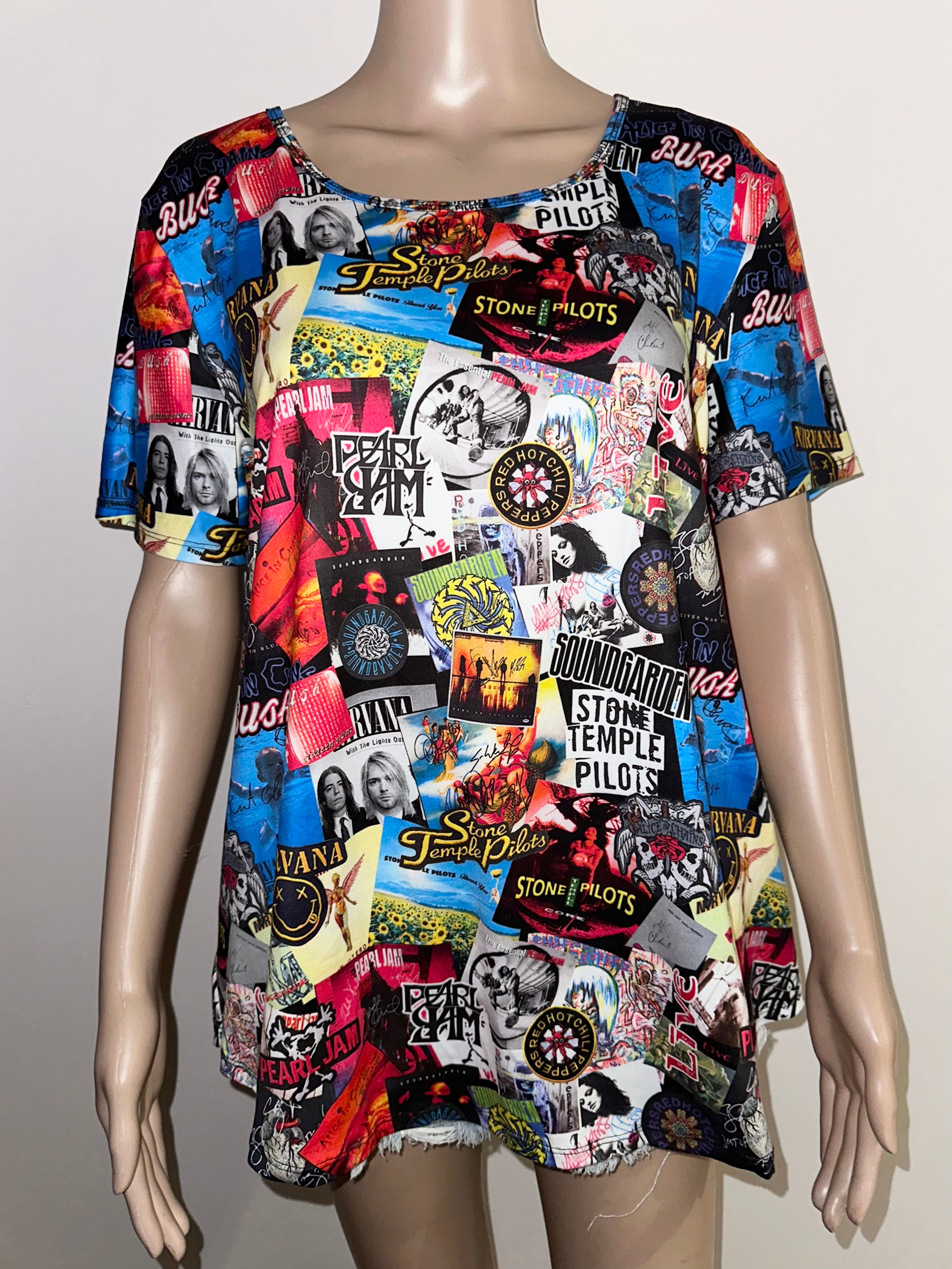 90’s Alternative Rock Band Collage Tee, Sz Large