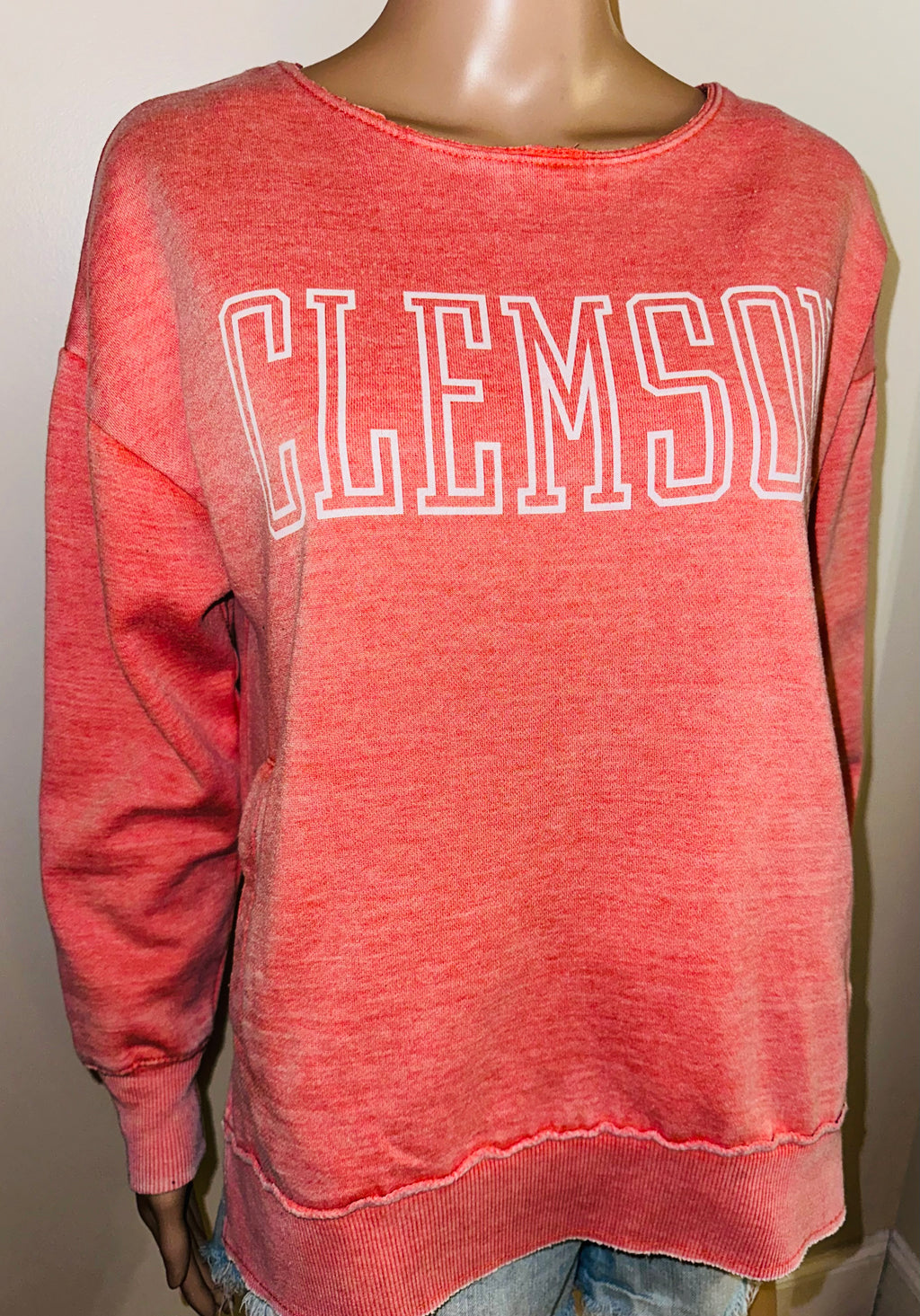 Clemson Tigers Oversized Pocket Sweatshirt, Sz Sm