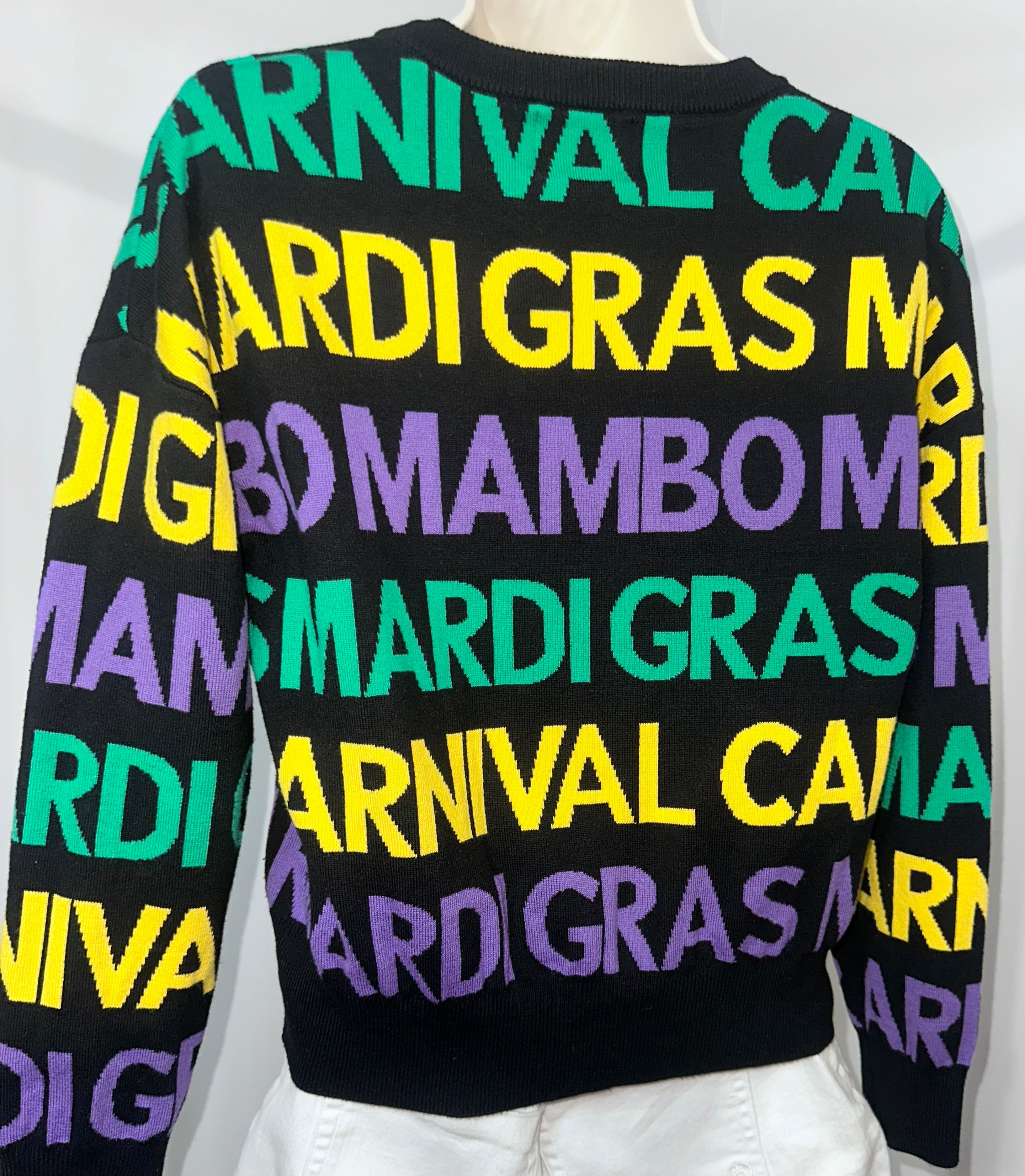 Mardi Gra Carnival Knit Sweater, Sz Small