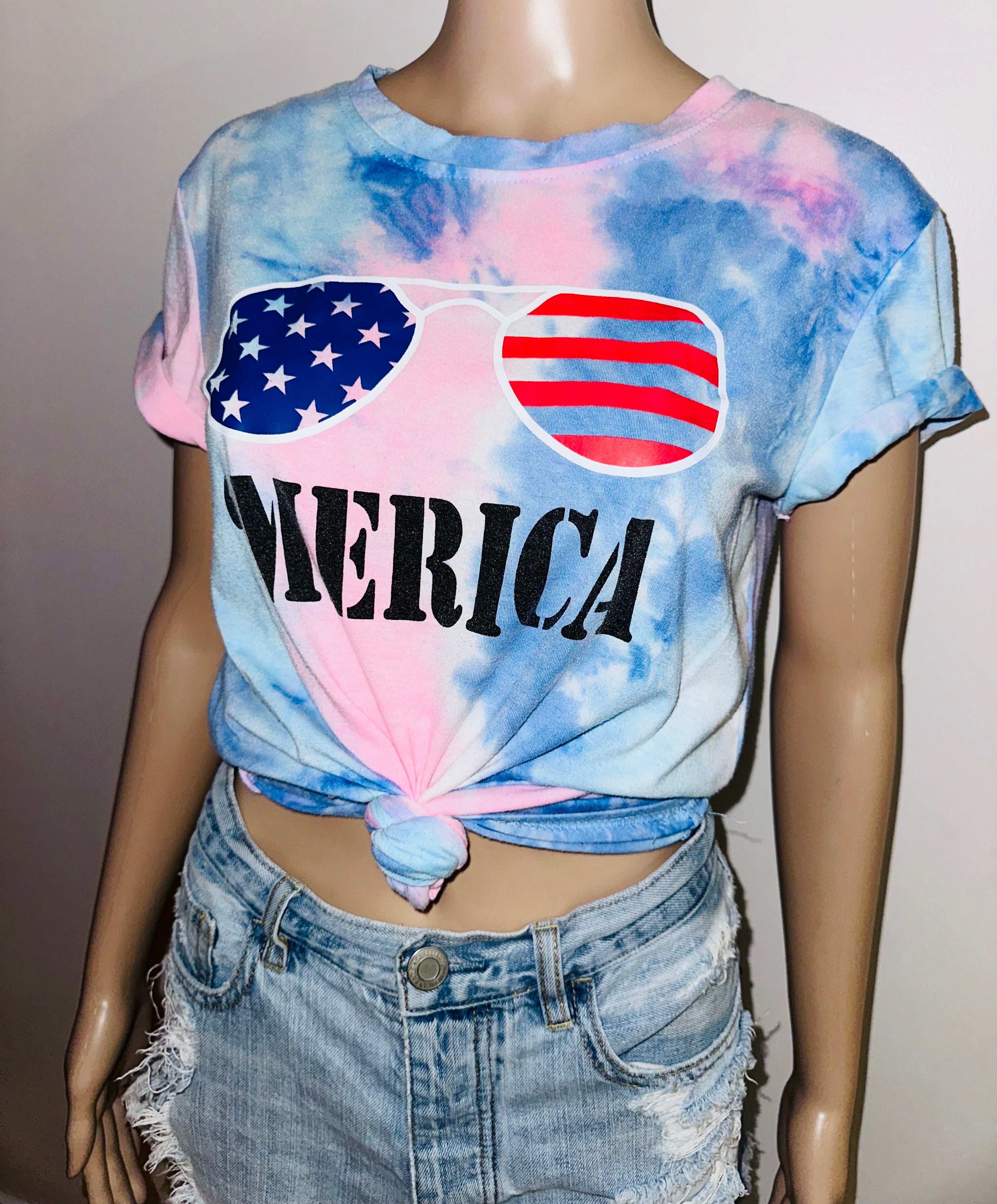 4th of July MERICA Aviator USA Tee, Sz Small