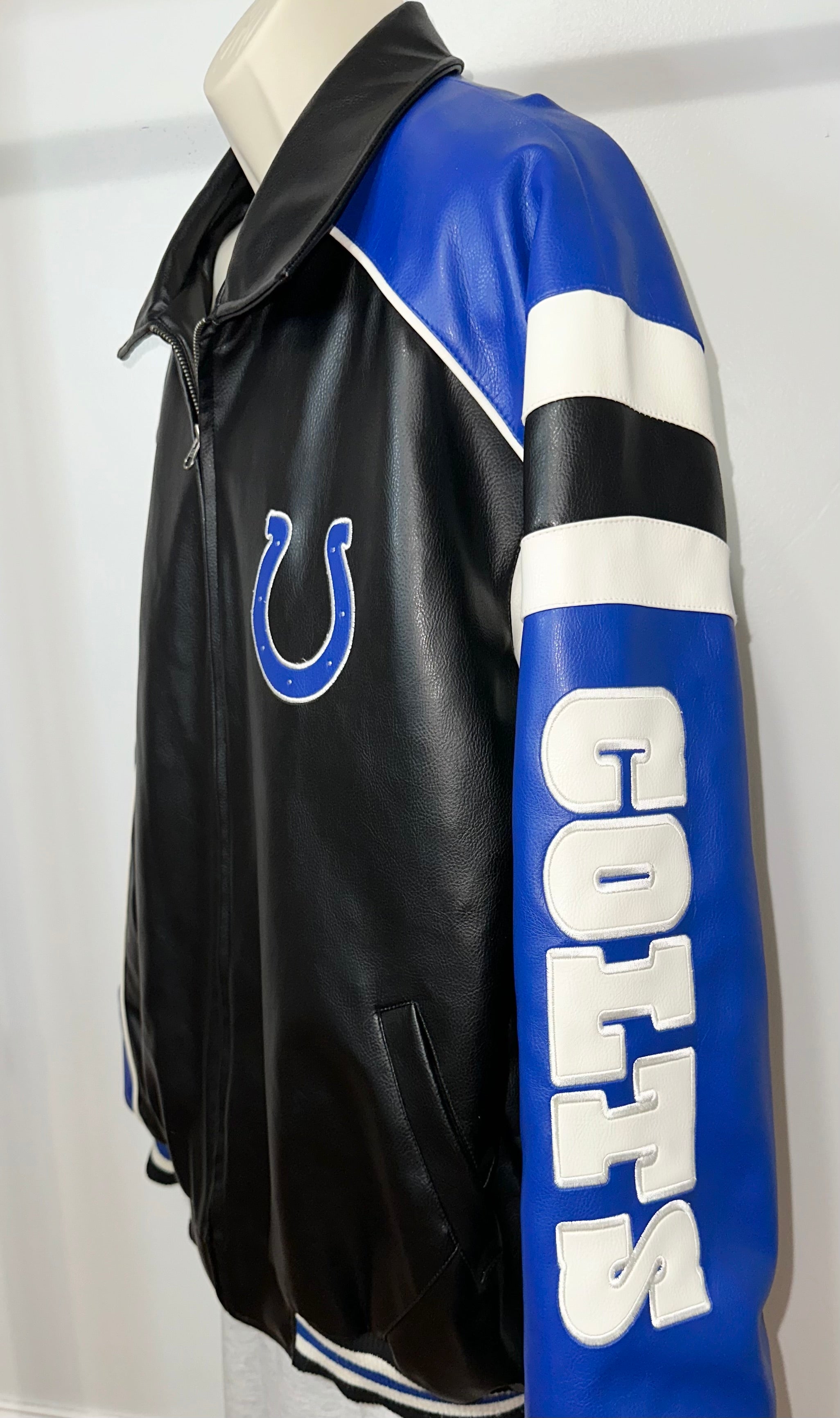 Indianapolis Colts Faux Leather Coat