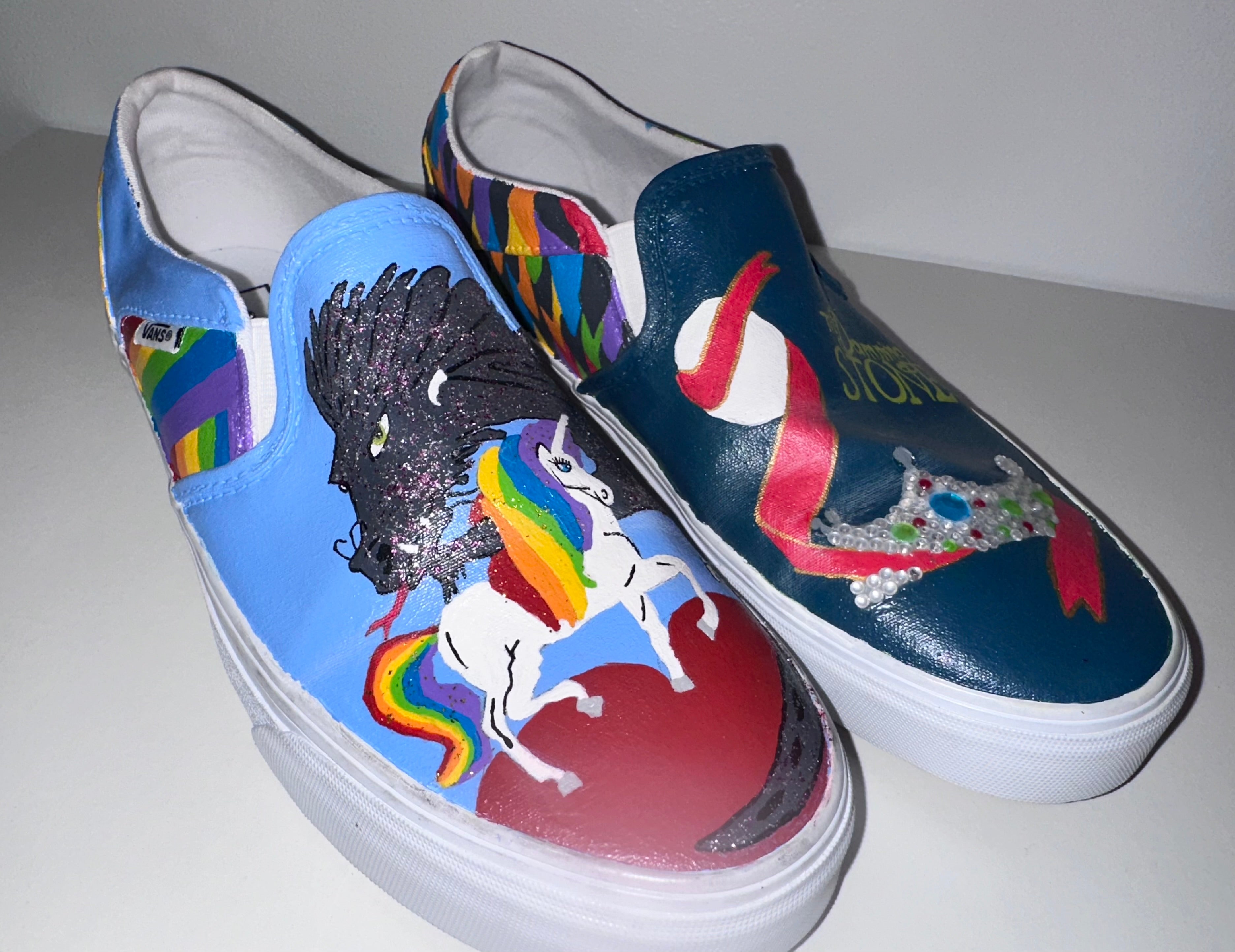 Custom Painted Vans, Sz 10