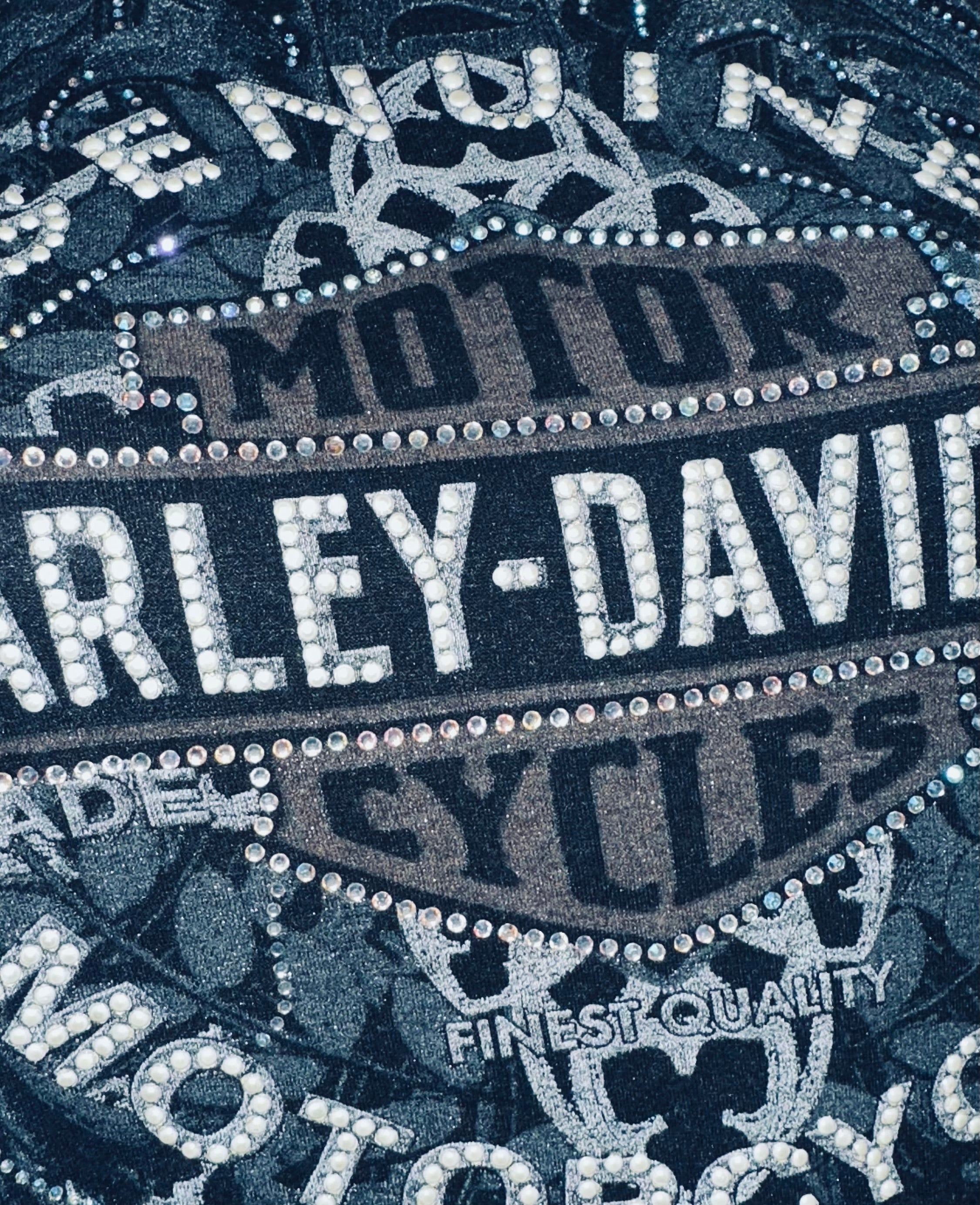 Harley Davidson Ladies Pearls & Bling Tee, Sz M