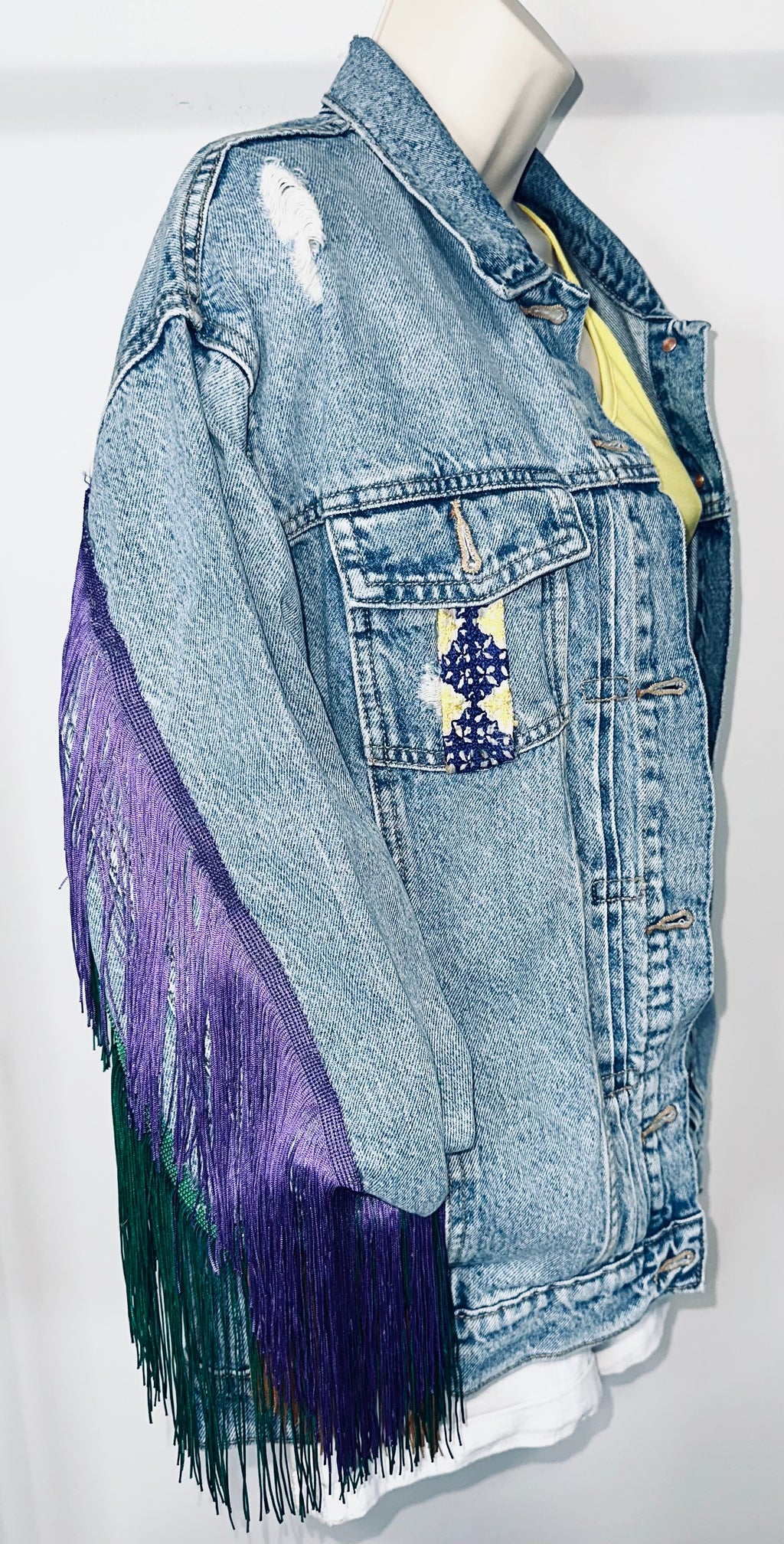 Mardi Gras Denim & Fringe Jacket
